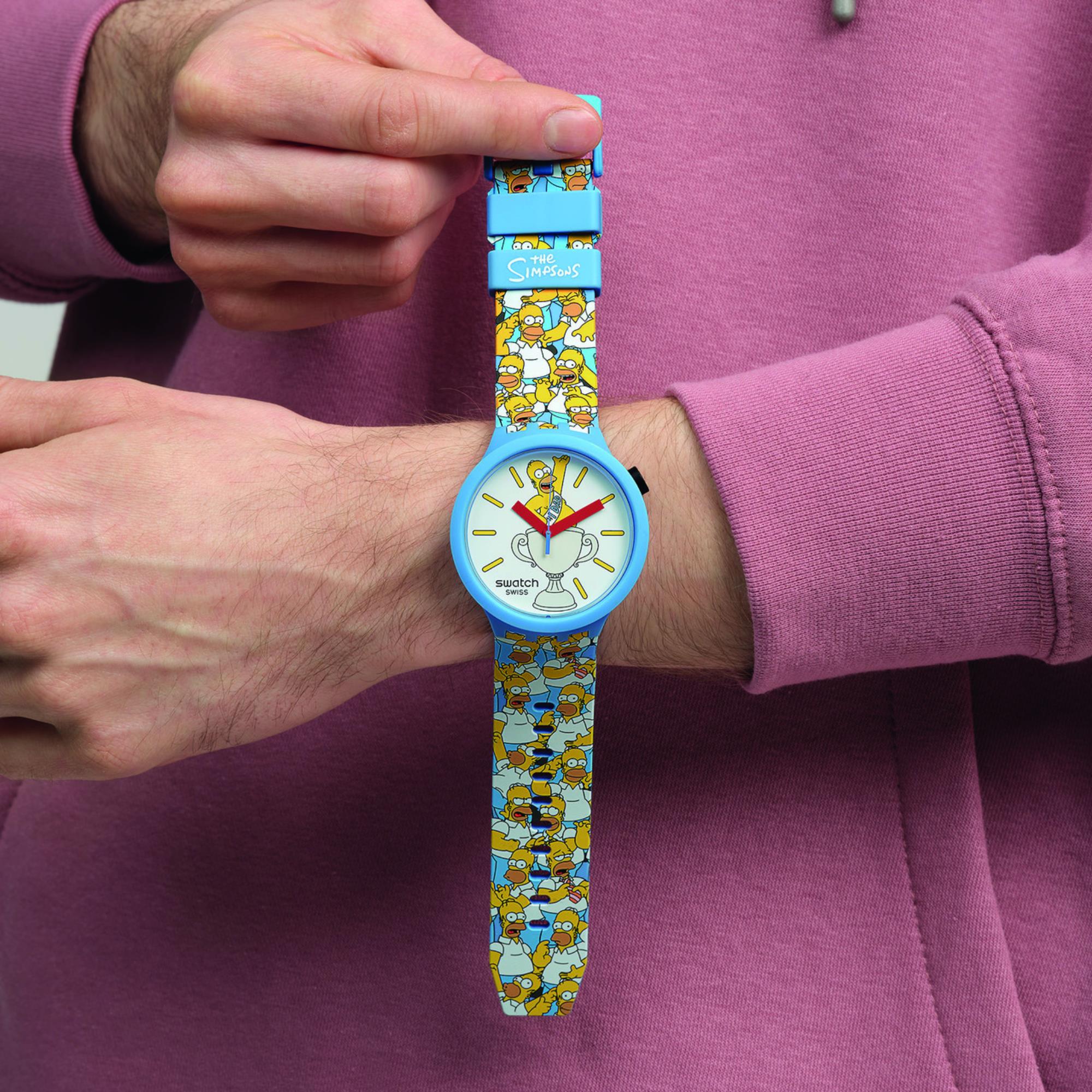 Swatch BIG BOLD BEST. DAD. EVER. White Dial Blue Silicone Strap Unisex Watch SB05Z100