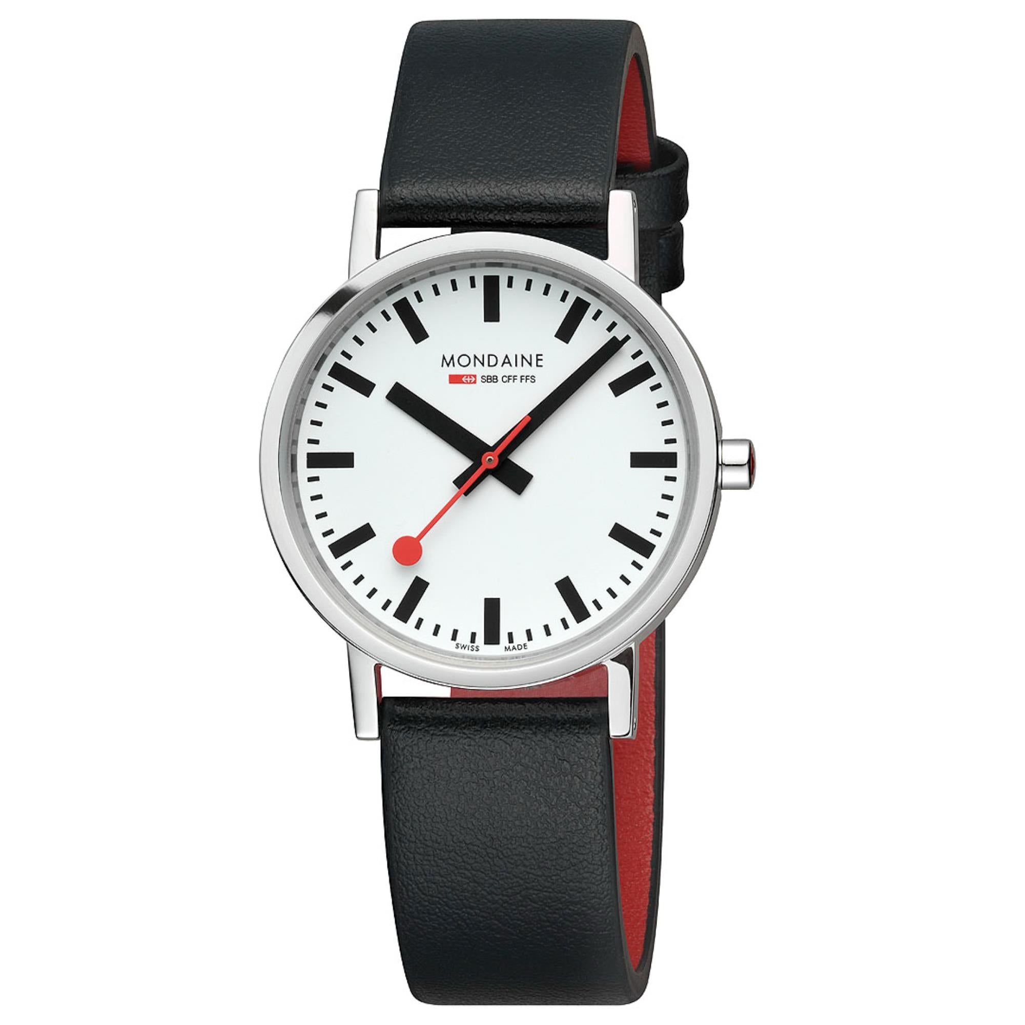 Mondaine Classic White Dial Black Vegan Leather Strap Unisex Watch A660.30314.11SBBV