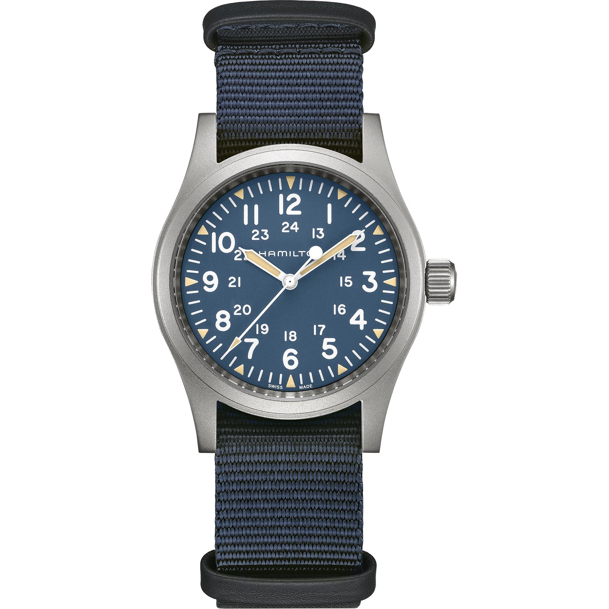 Hamilton Khaki Field Mechanical Blue Dial NATO Strap Men's Watch H69439940