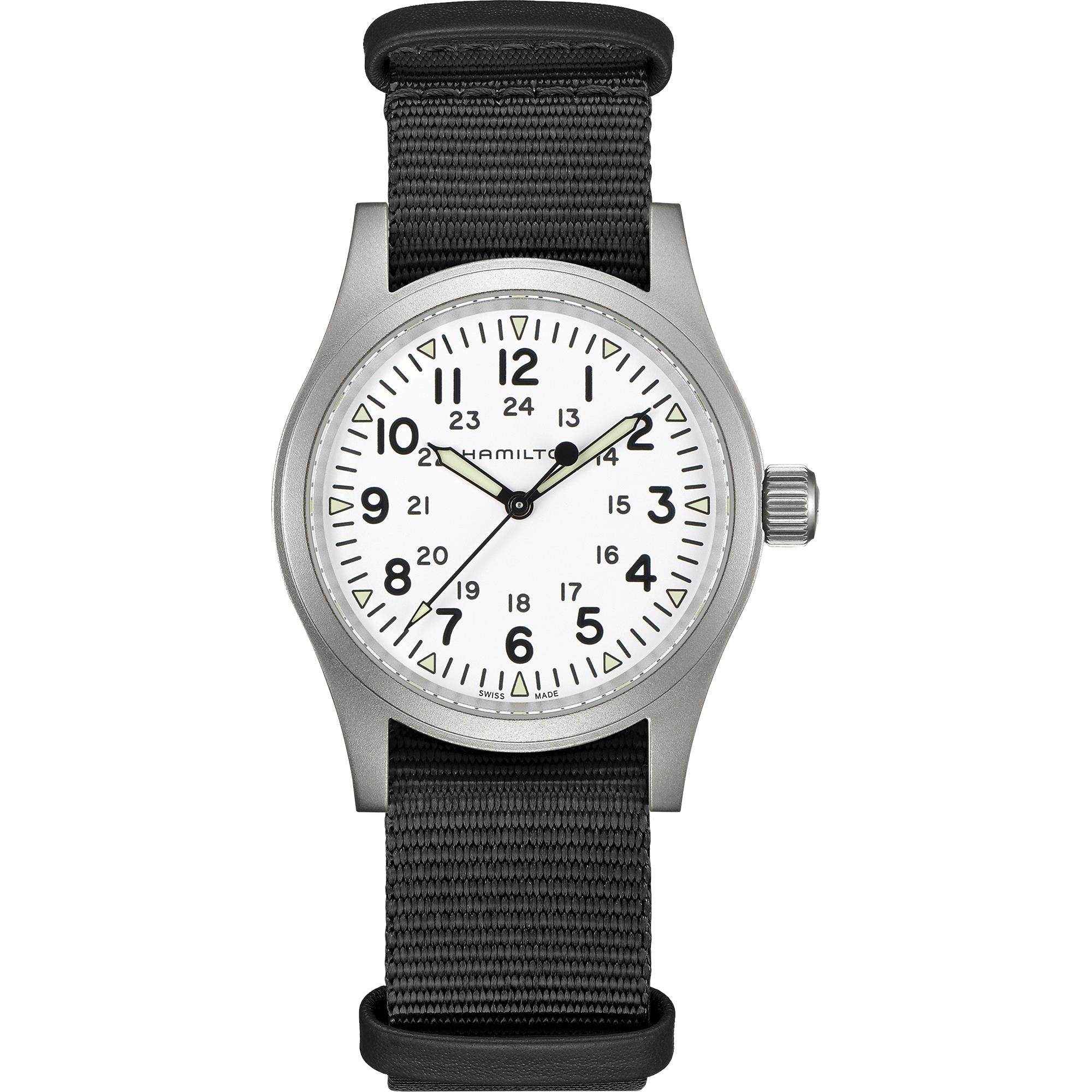 Hamilton Khaki Field Mechanical White Dial Fabric Strap Men's Watch H69439910