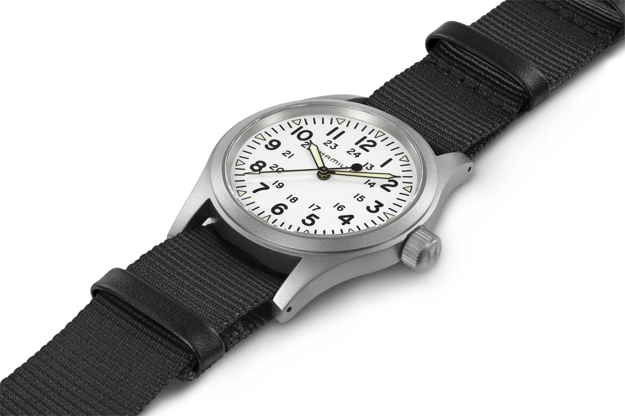 Hamilton Khaki Field Mechanical White Dial Fabric Strap Men's Watch H69439910