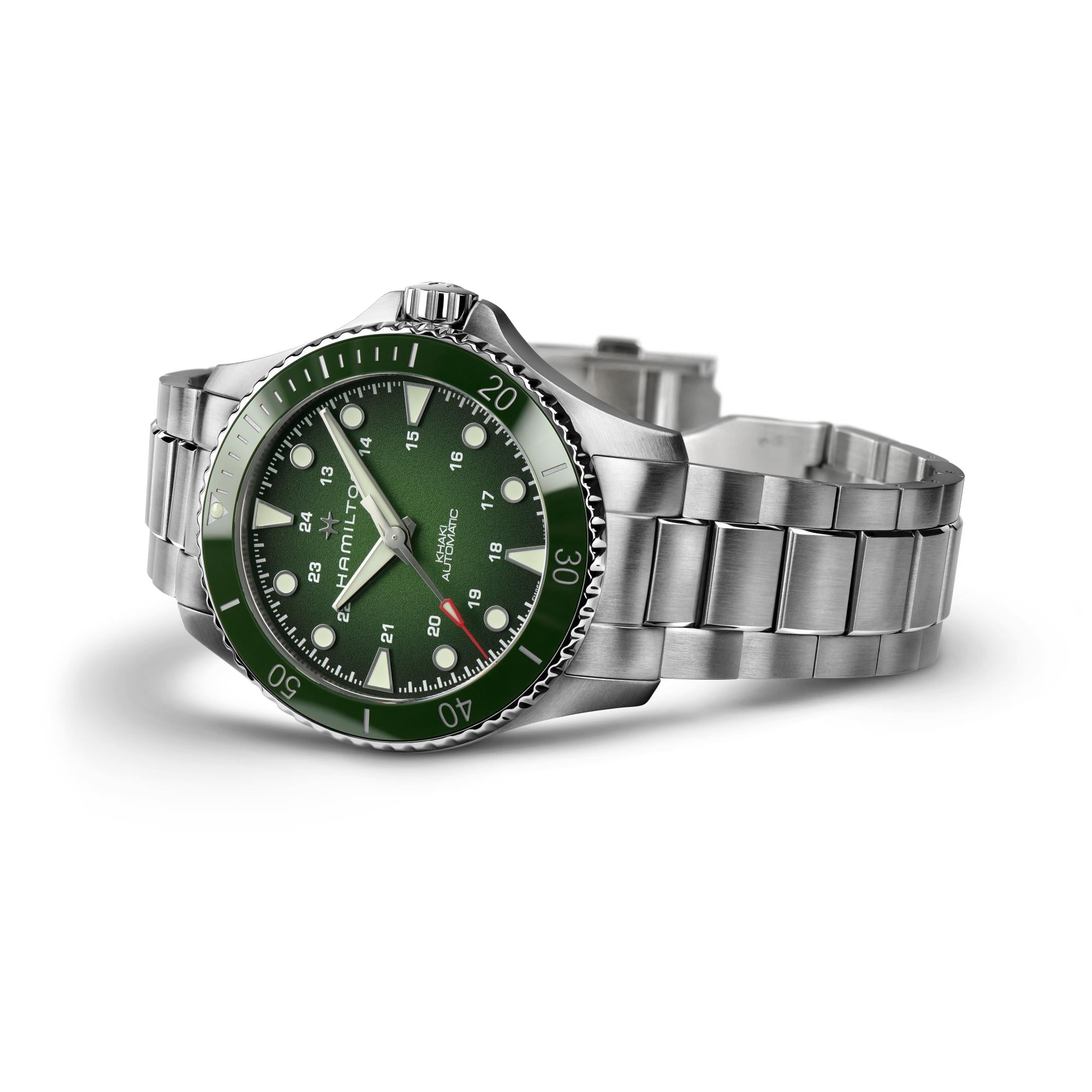 Hamilton Khaki Navy Scuba Automatic Green Dial Stainless Steel Bracelet Men's Watch H82525160