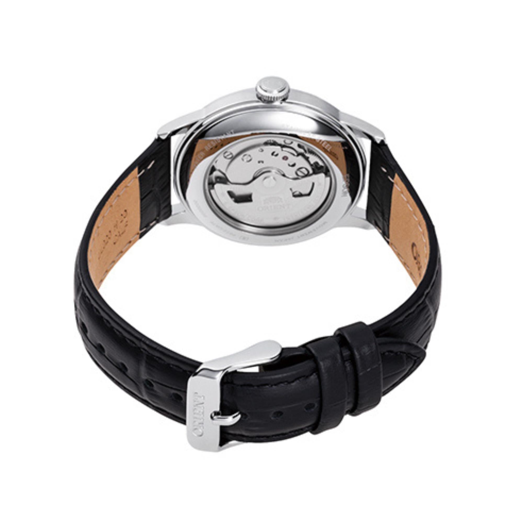 Orient Bambino Mechanical White Dial Black Leather Strap Unisex Watch RA-AC0M03S30B