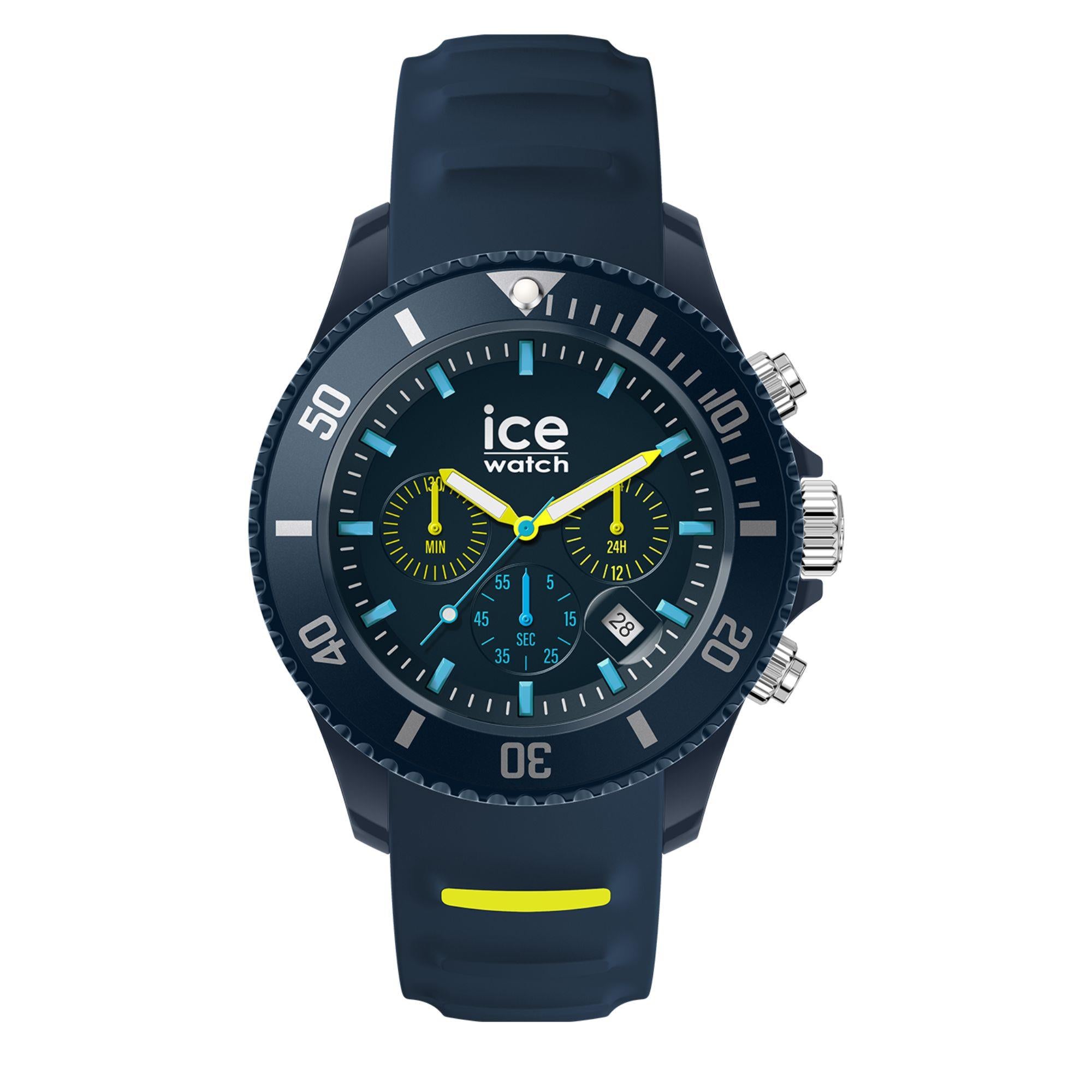ICE Watch ICE Chrono Blue Lime Dial Silicone Strap Watch 021426