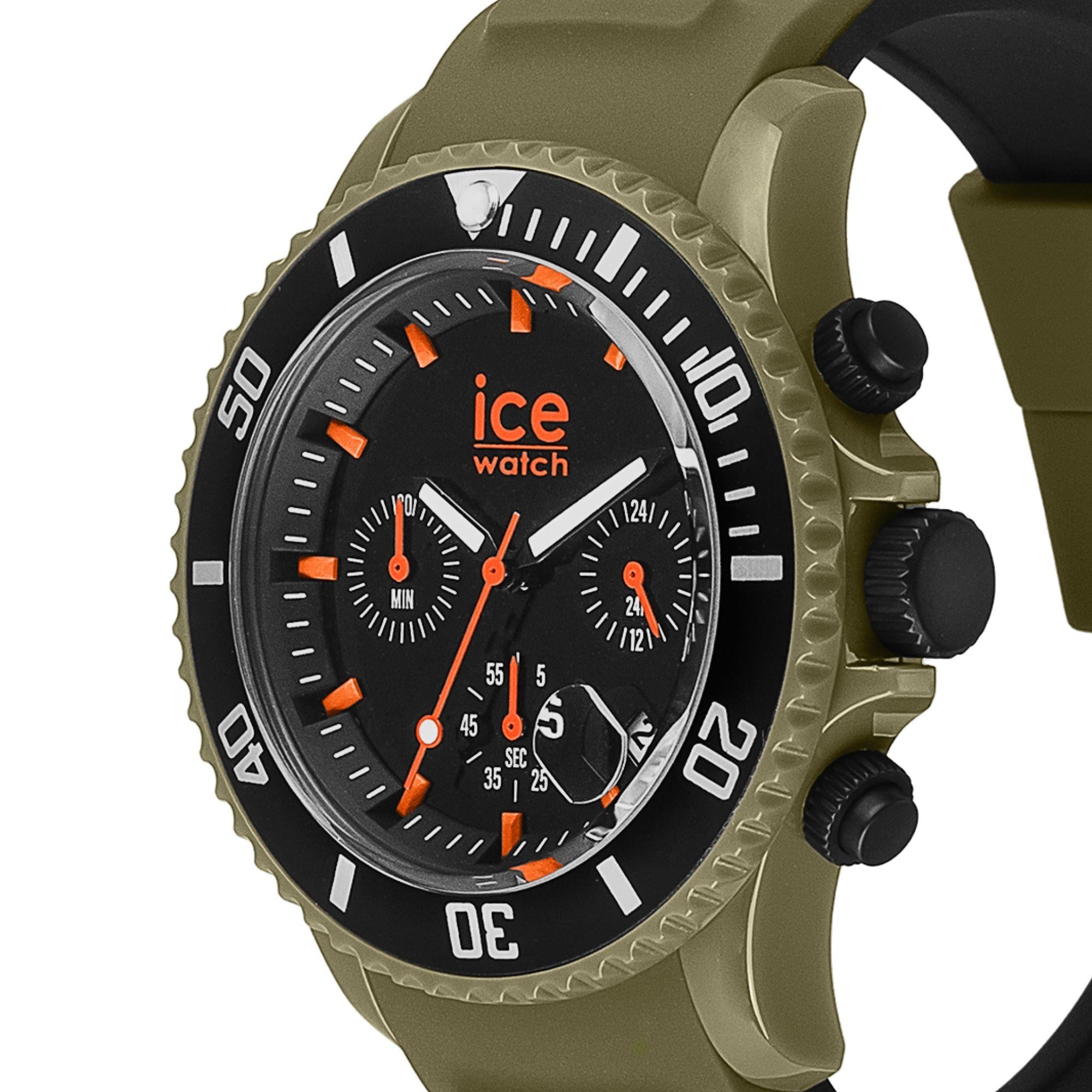 ICE Watch ICE Chrono Khaki Orange Dial Silicone Strap Watch 021427