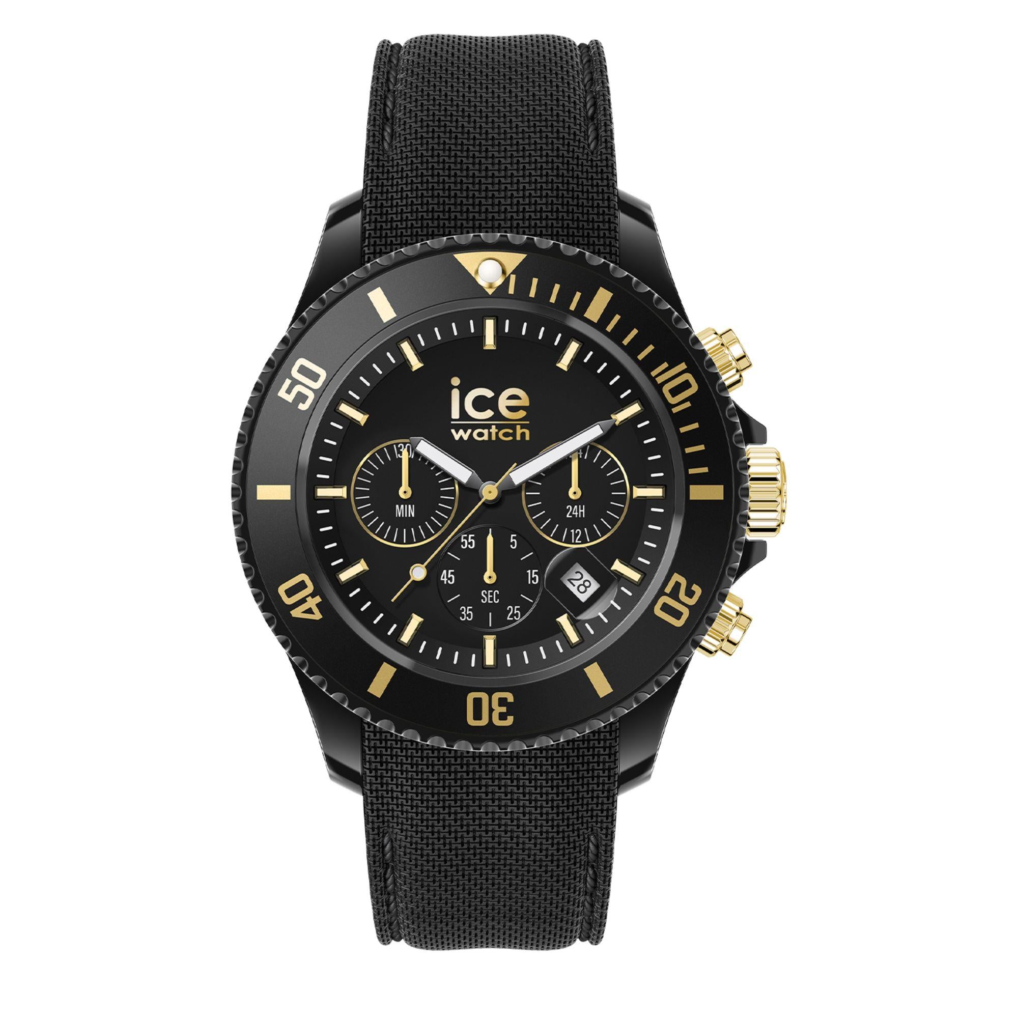 ICE Watch ICE Chrono Dark Black Gold Dial Silicone Strap Watch 021602
