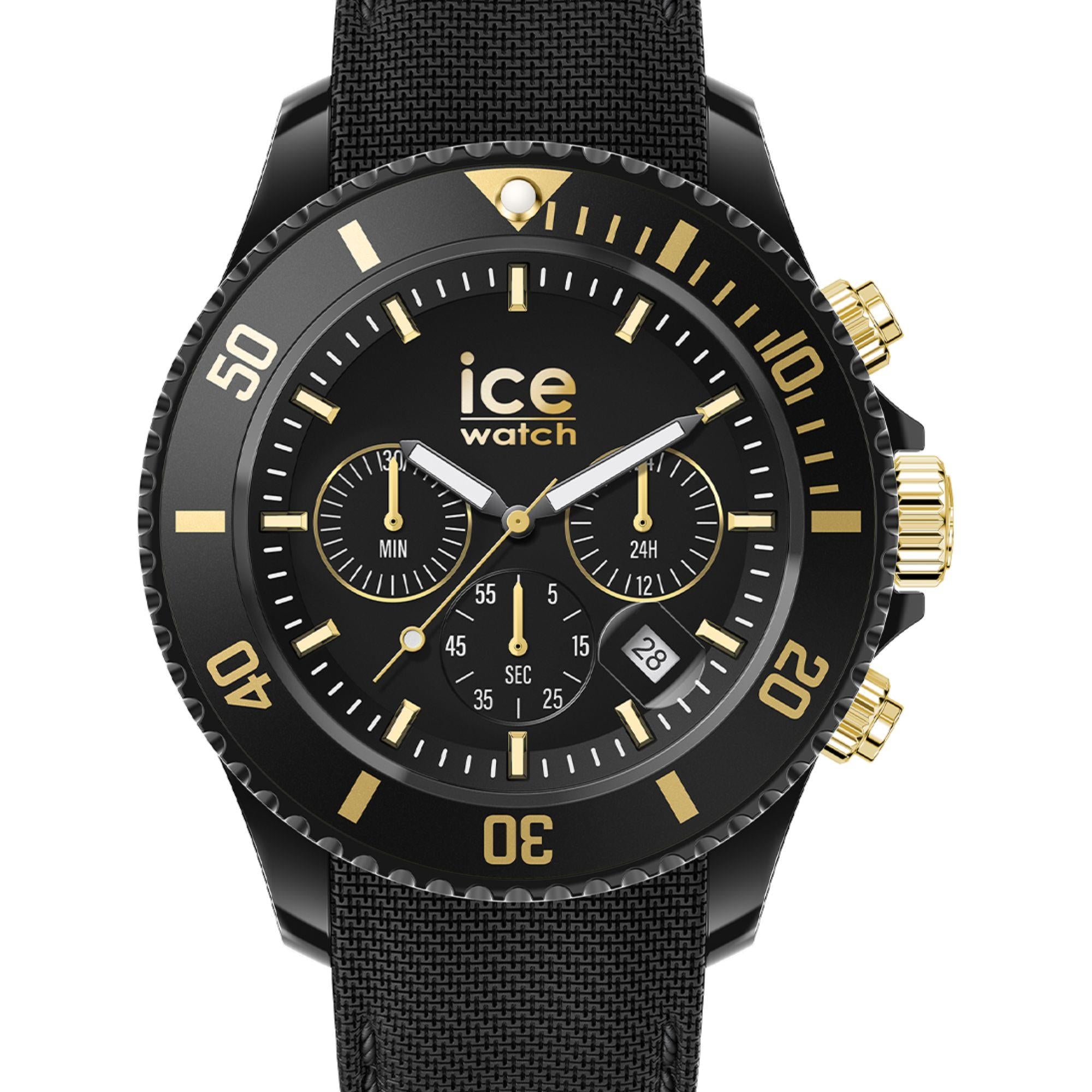 ICE Watch ICE Chrono Dark Black Gold Dial Silicone Strap Watch 021602