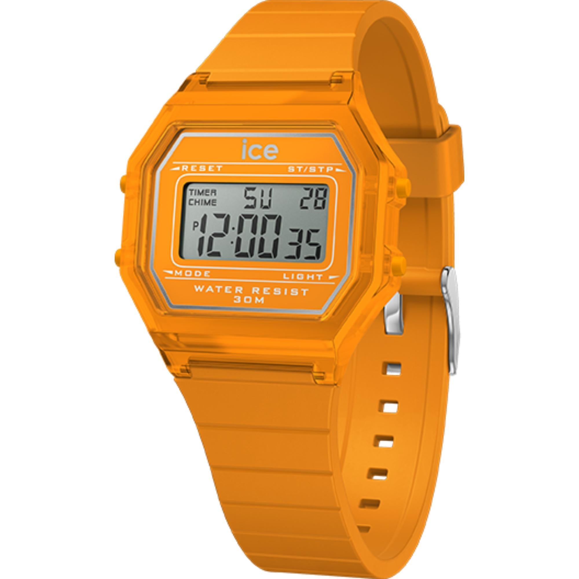 ICE Digit Retro Neon Orange Clear Silicone Strap Digital Men’s Watch 022886