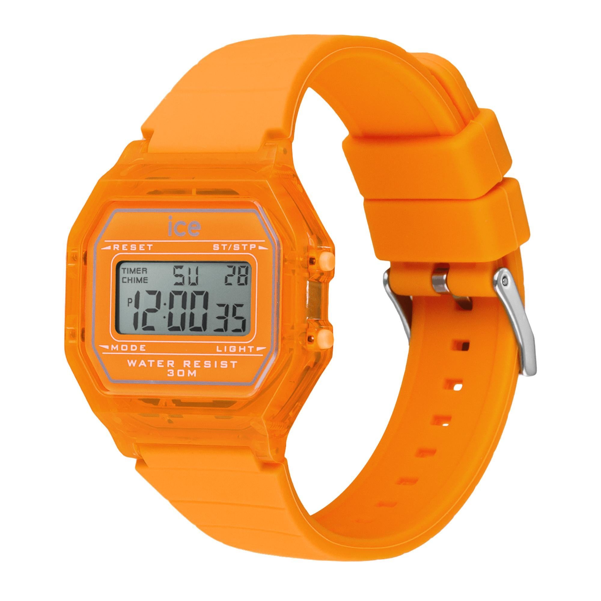 ICE Digit Retro Neon Orange Clear Silicone Strap Digital Men’s Watch 022886