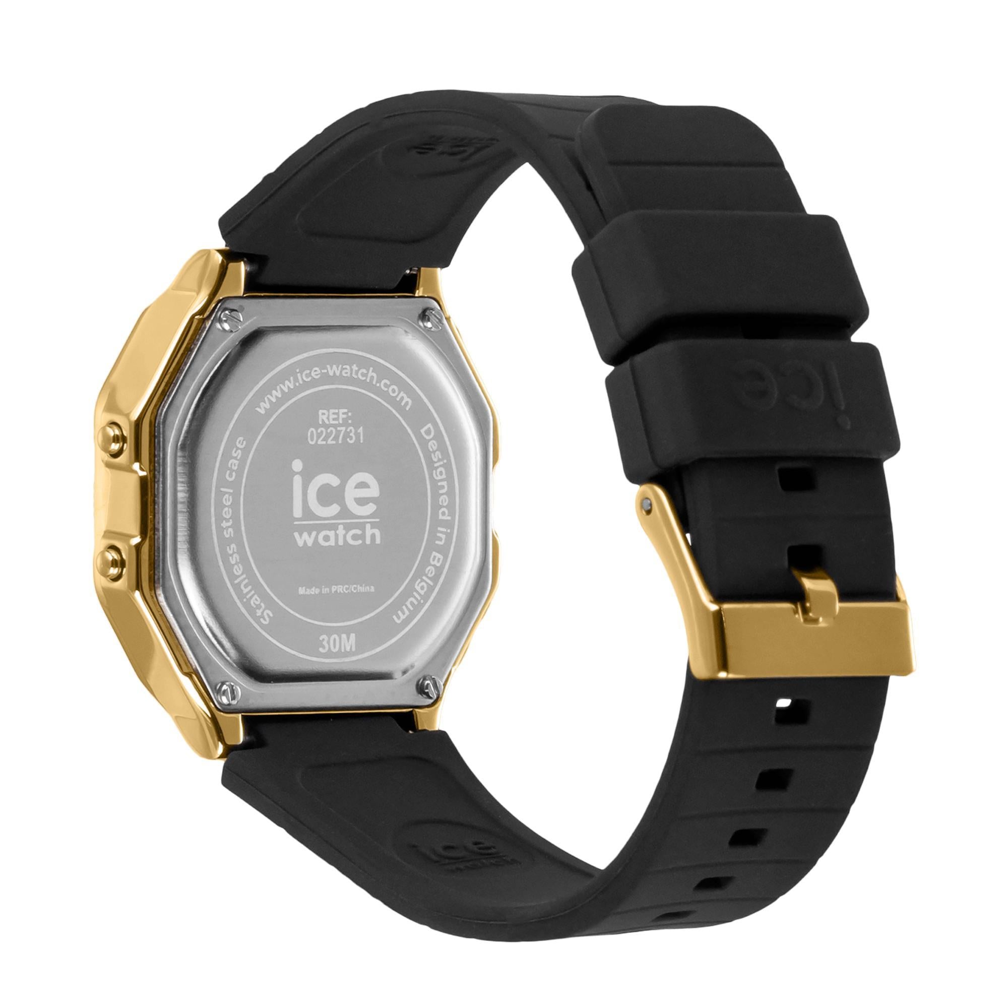 ICE Digit Retro Metal Gold Mirror Black Silicone Strap Digital Men’s Watch 022731