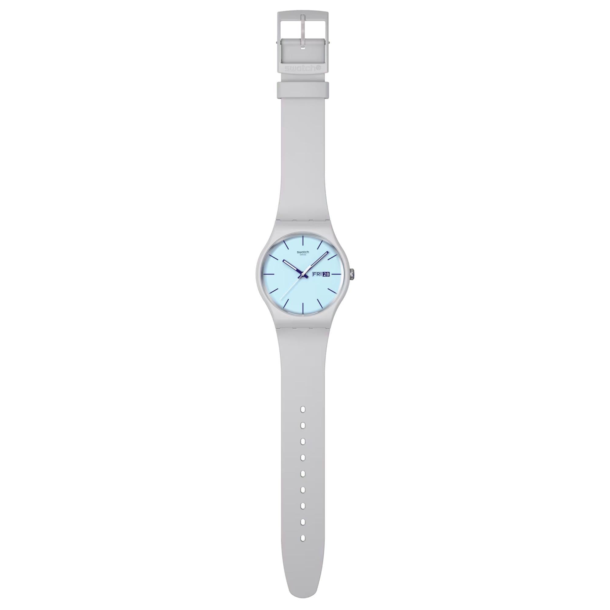 Swatch BLUEBERRY SKY Quartz Blue Dial Silicone Strap Men’s Watch SO29M702
