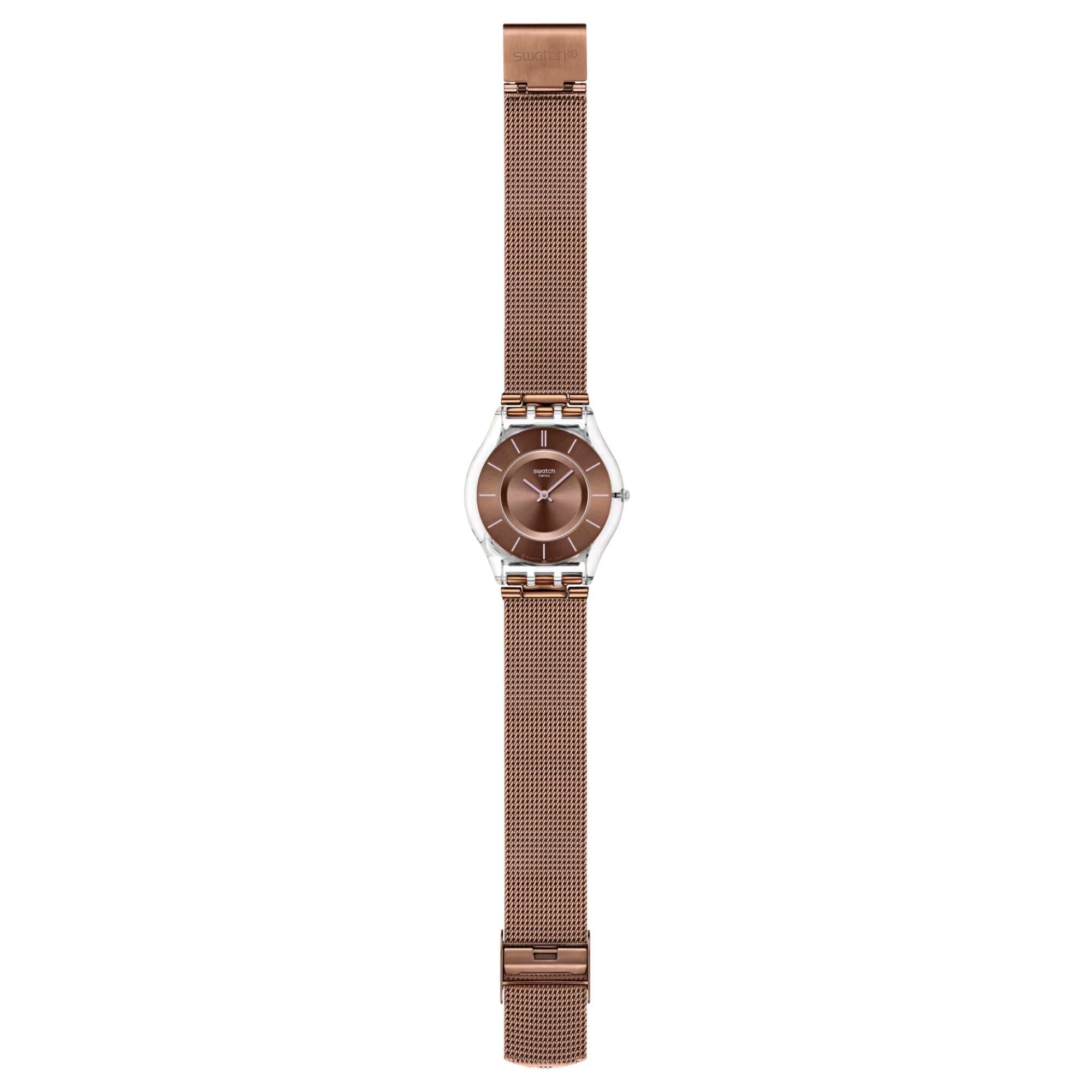 Swatch MOCHA IN MIND Quartz Brown Dial Stainless Steel Mesh Strap Men’s Watch SS08K121M