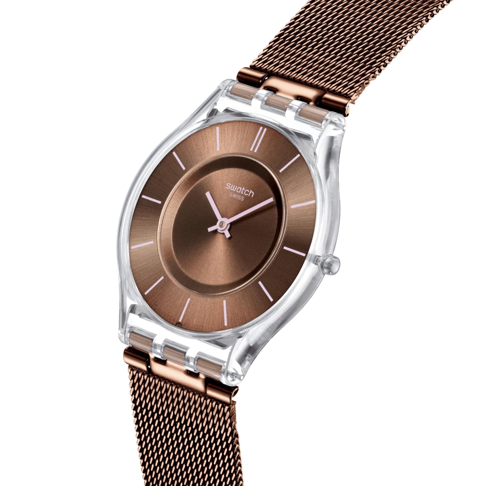 Swatch MOCHA IN MIND Quartz Brown Dial Stainless Steel Mesh Strap Men’s Watch SS08K121M