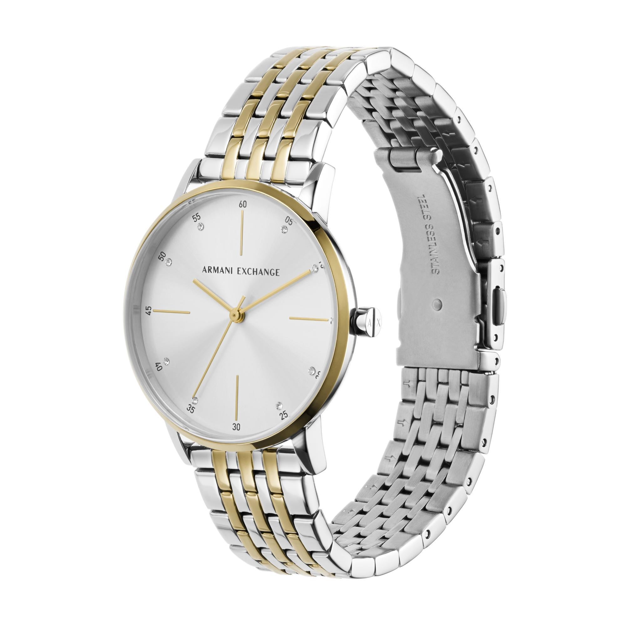 Armani Exchange Lola Quartz Two-Tone Stainless Steel Silver Dial Watch and Bracelet Set AX7156SET