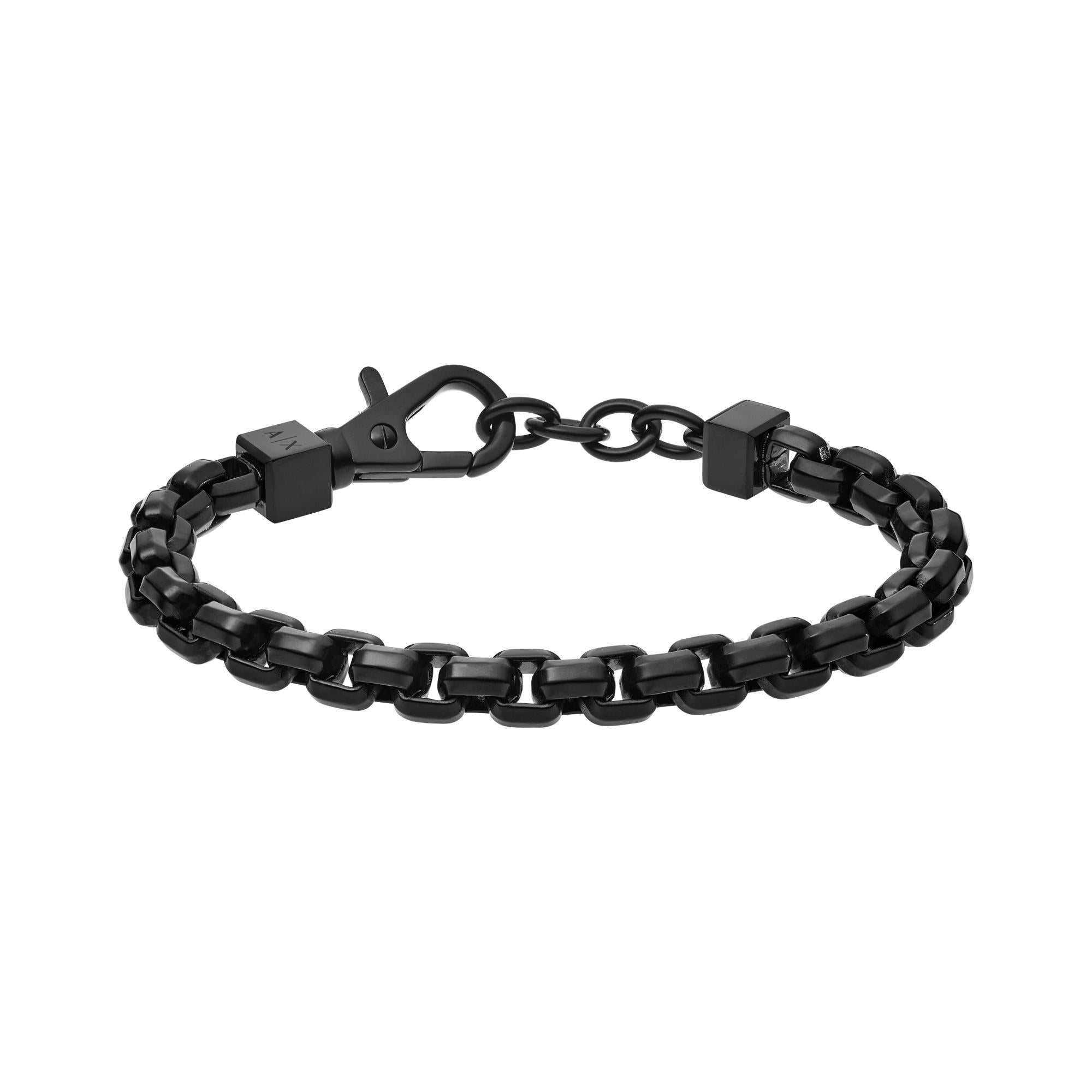 Armani Exchange Black Stainless Steel Chain Bracelet Men’s AXG0047001