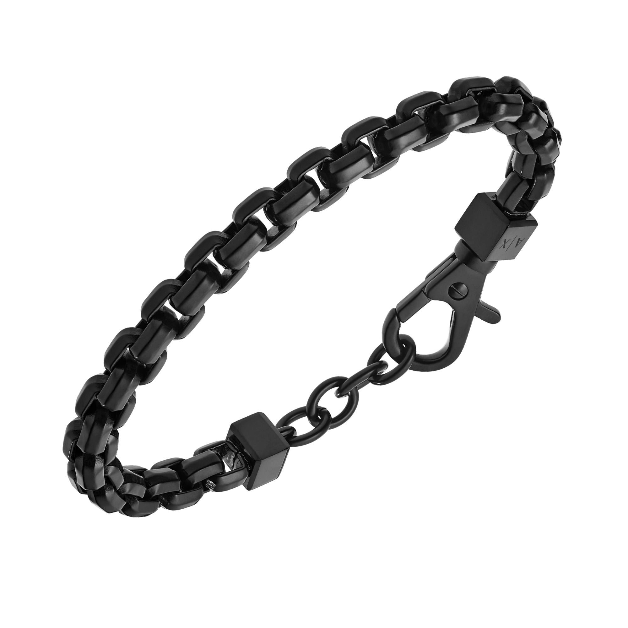 Armani Exchange Black Stainless Steel Chain Bracelet Men’s AXG0047001