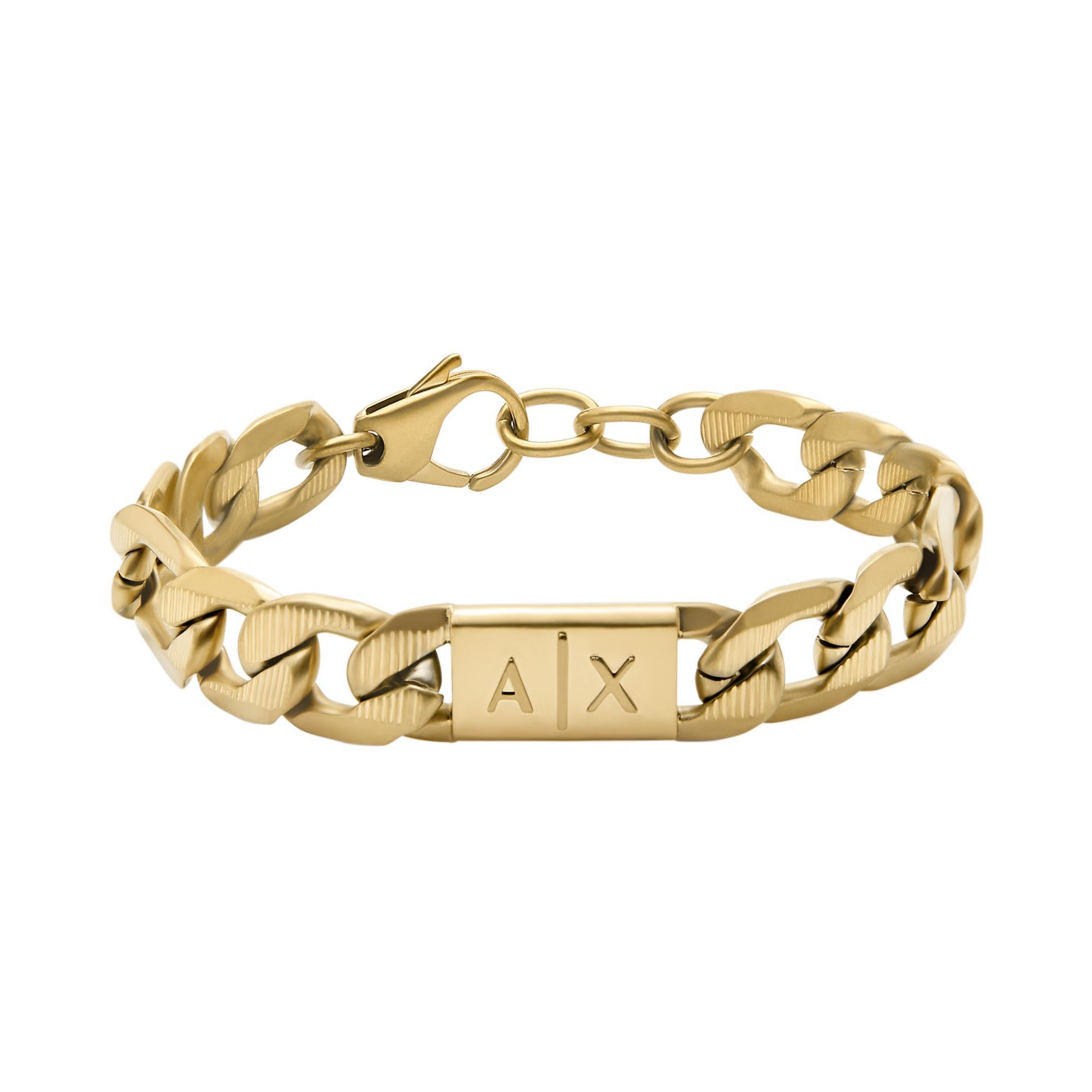 Armani Exchange Gold-Tone Stainless Steel Chain Men’s Bracelet AXG0078710