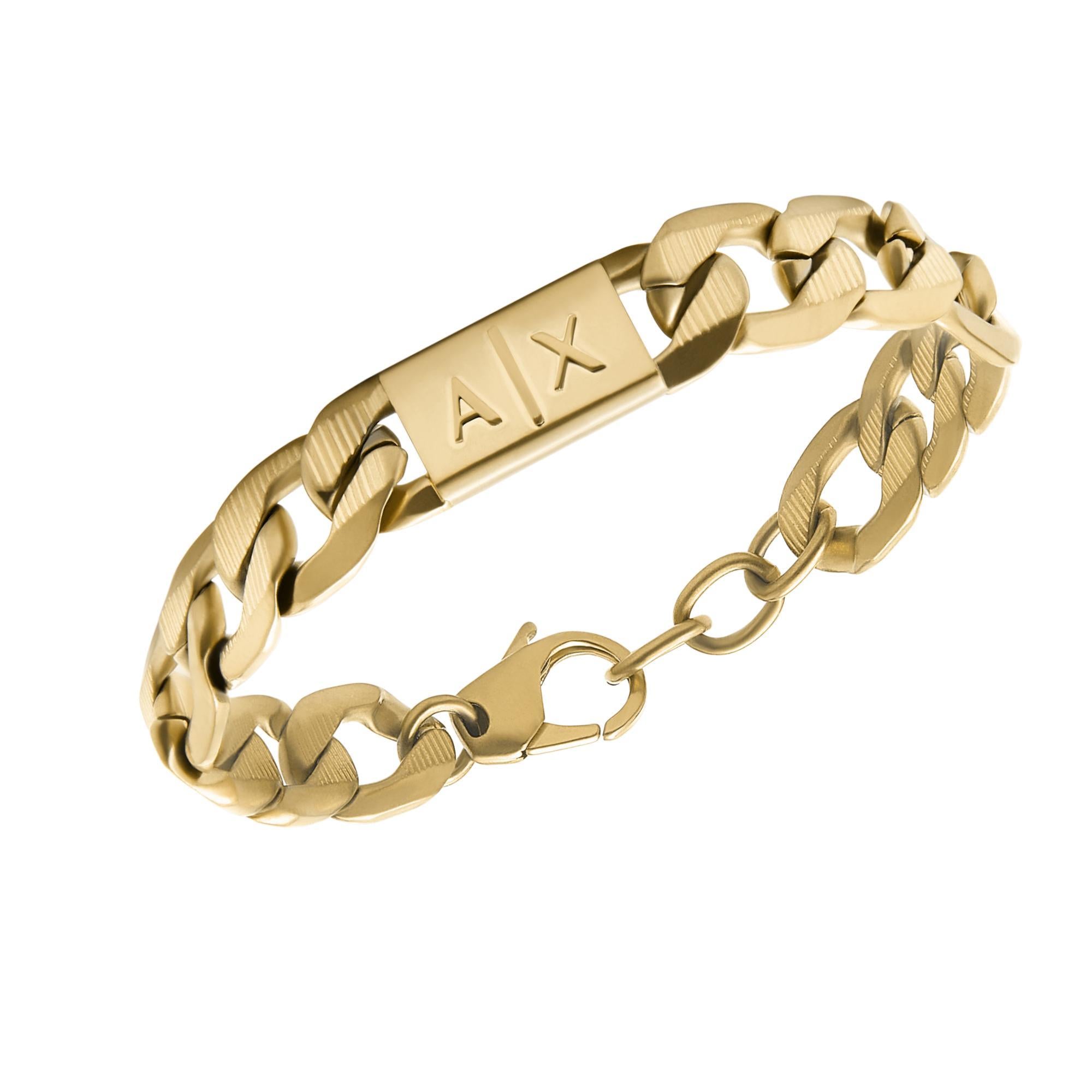 Armani Exchange Gold-Tone Stainless Steel Chain Men’s Bracelet AXG0078710