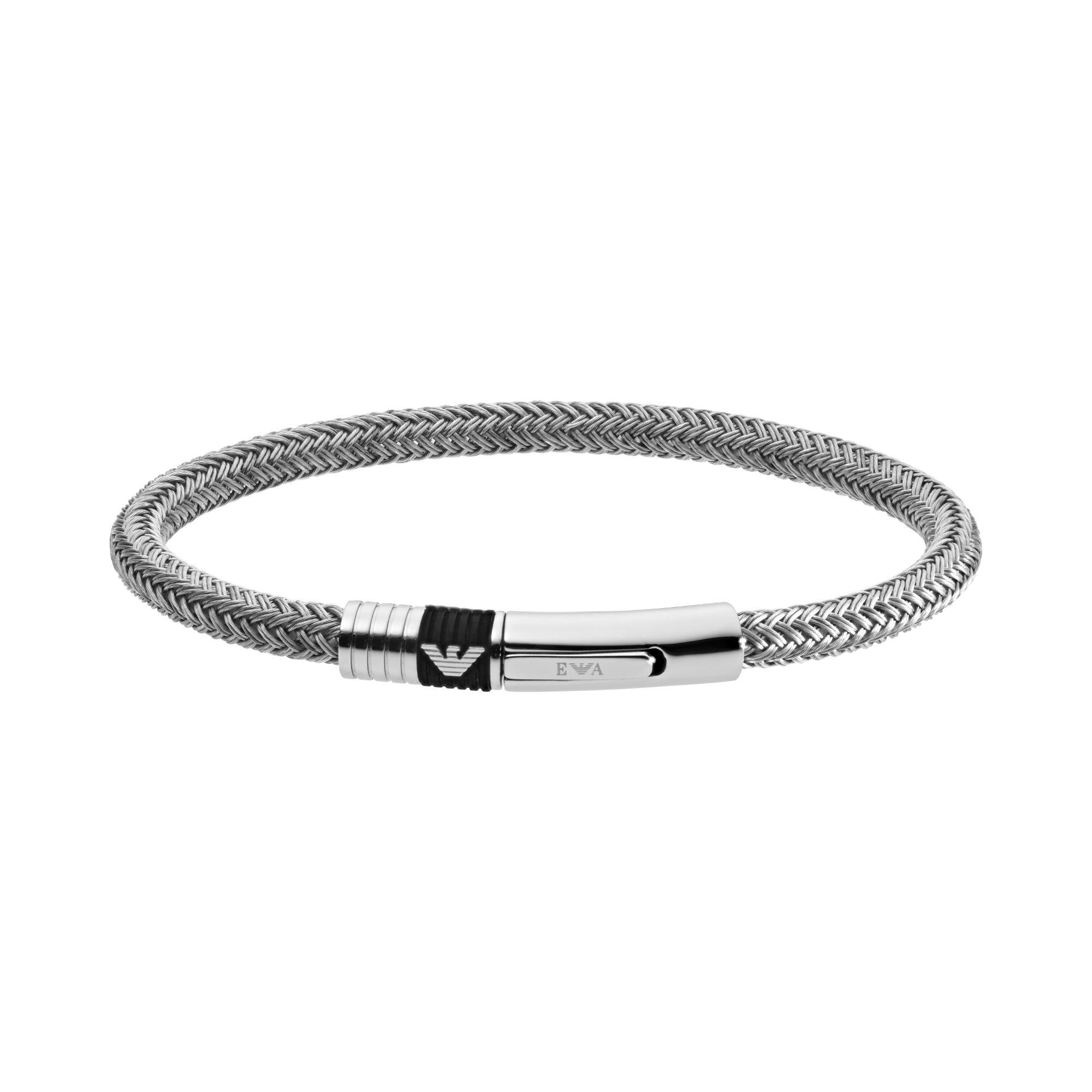 Emporio Armani Stainless Steel Black Rubber Inlay Bracelet Men’s EGS1623040