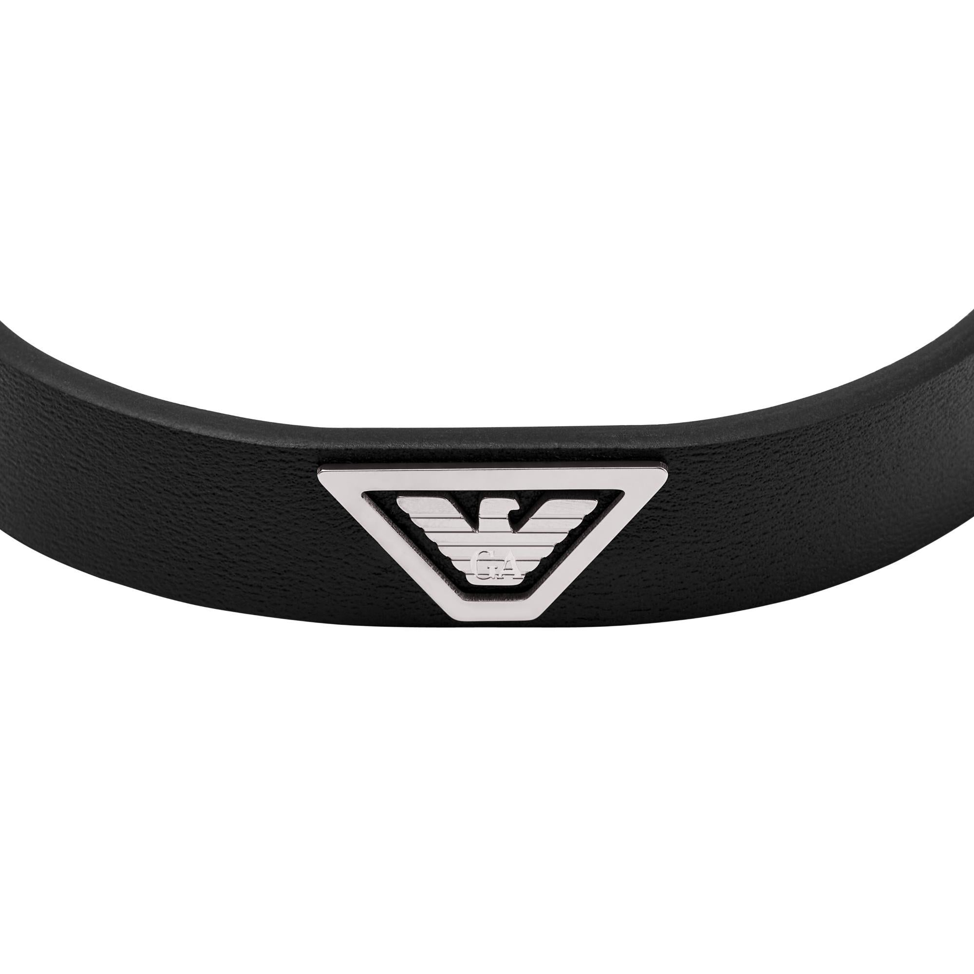 Emporio Armani Black Leather Strap Bracelet Men’s EGS3128040