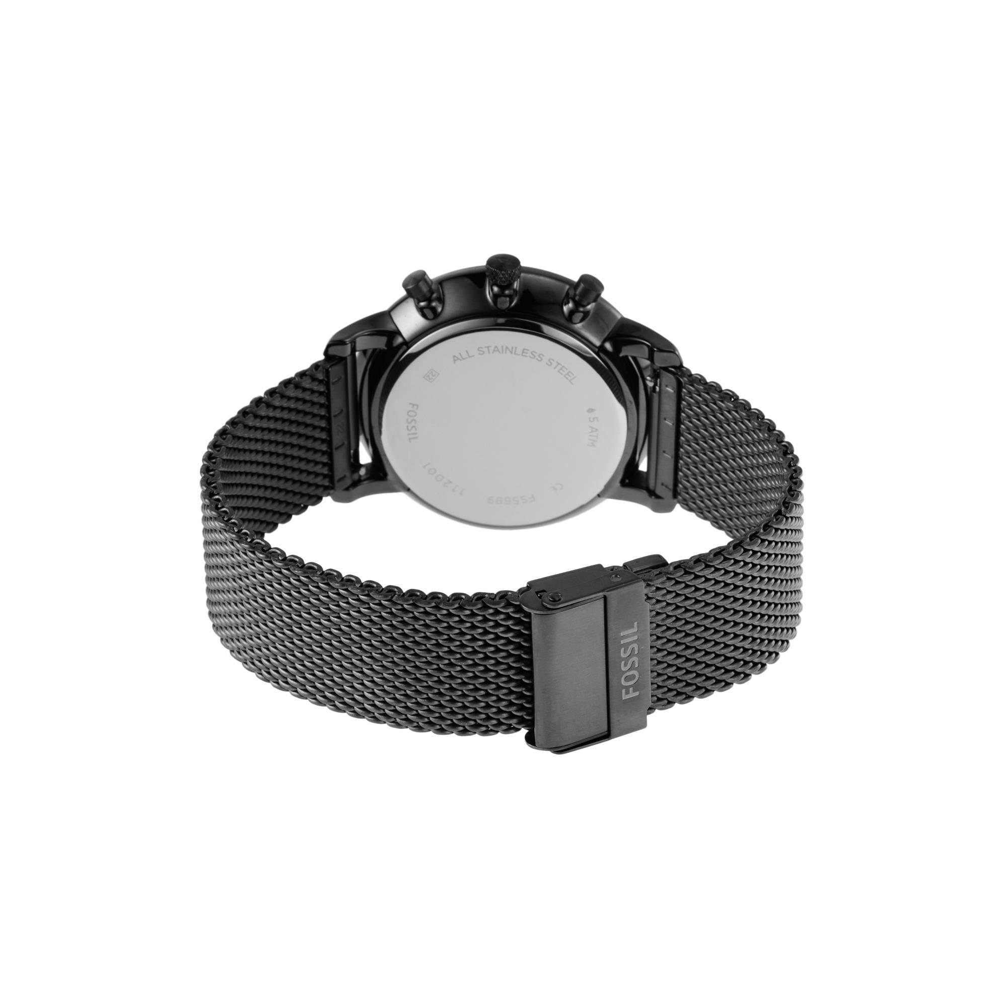 Fossil Neutra 44mm Chronograph Black Dial Steel Mens Quartz Watch FS5699