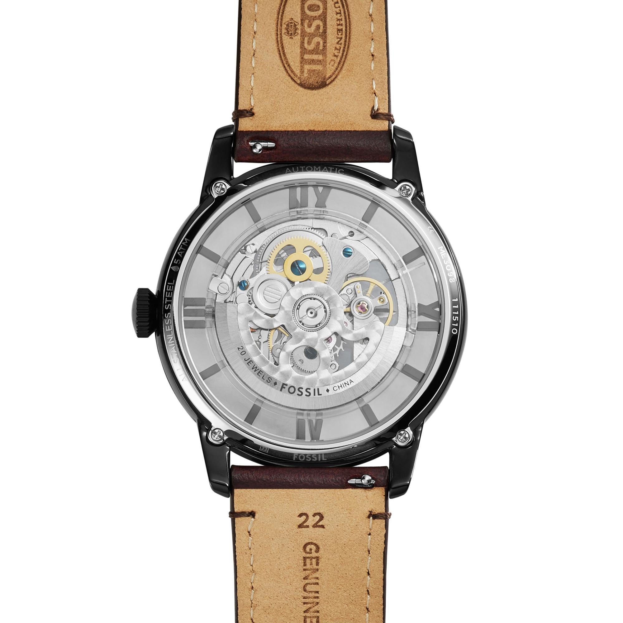 Fossil Townsman Automatic Dark Brown Leather Brown Dial Men's Watch ME3098