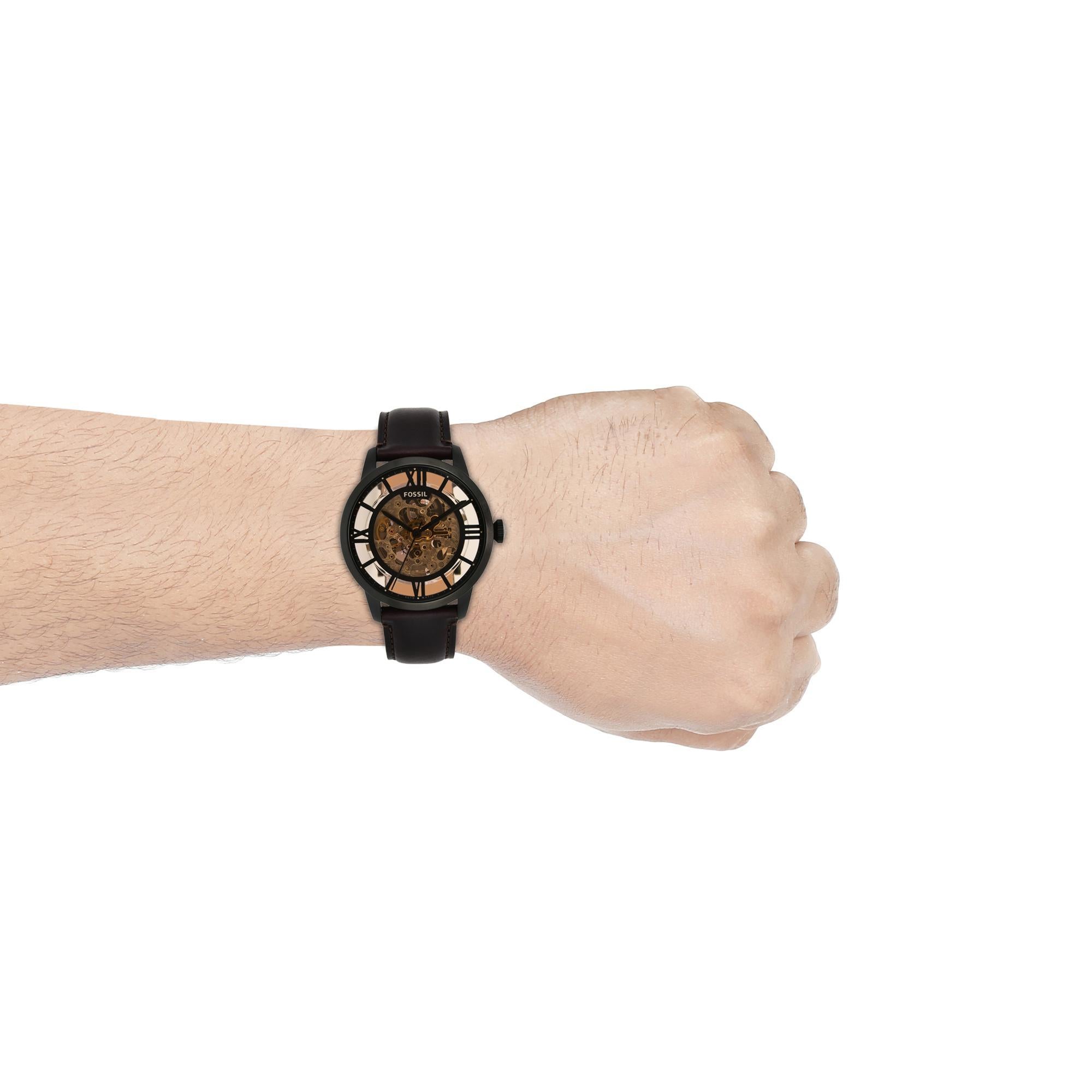 Fossil Townsman Automatic Dark Brown Leather Brown Dial Men's Watch ME3098