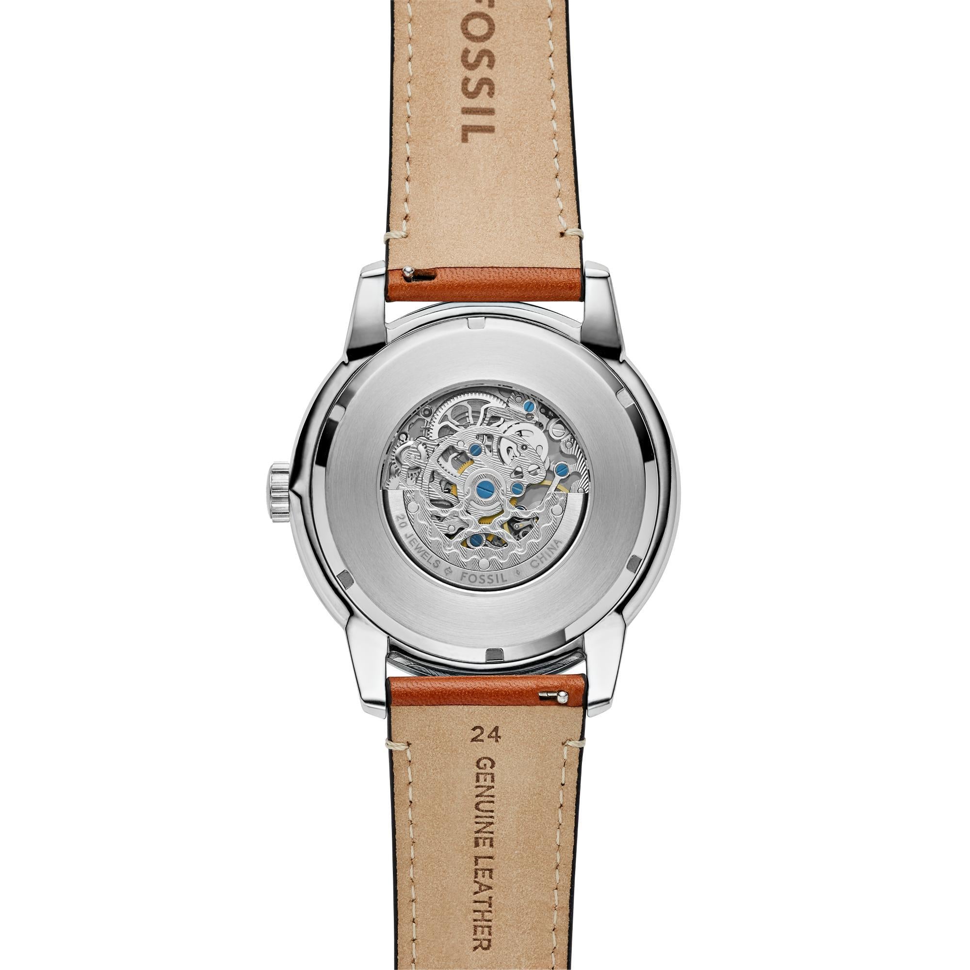 Fossil Townsman Automatic Light Brown Leather Blue Dial Men's Watch ME3154