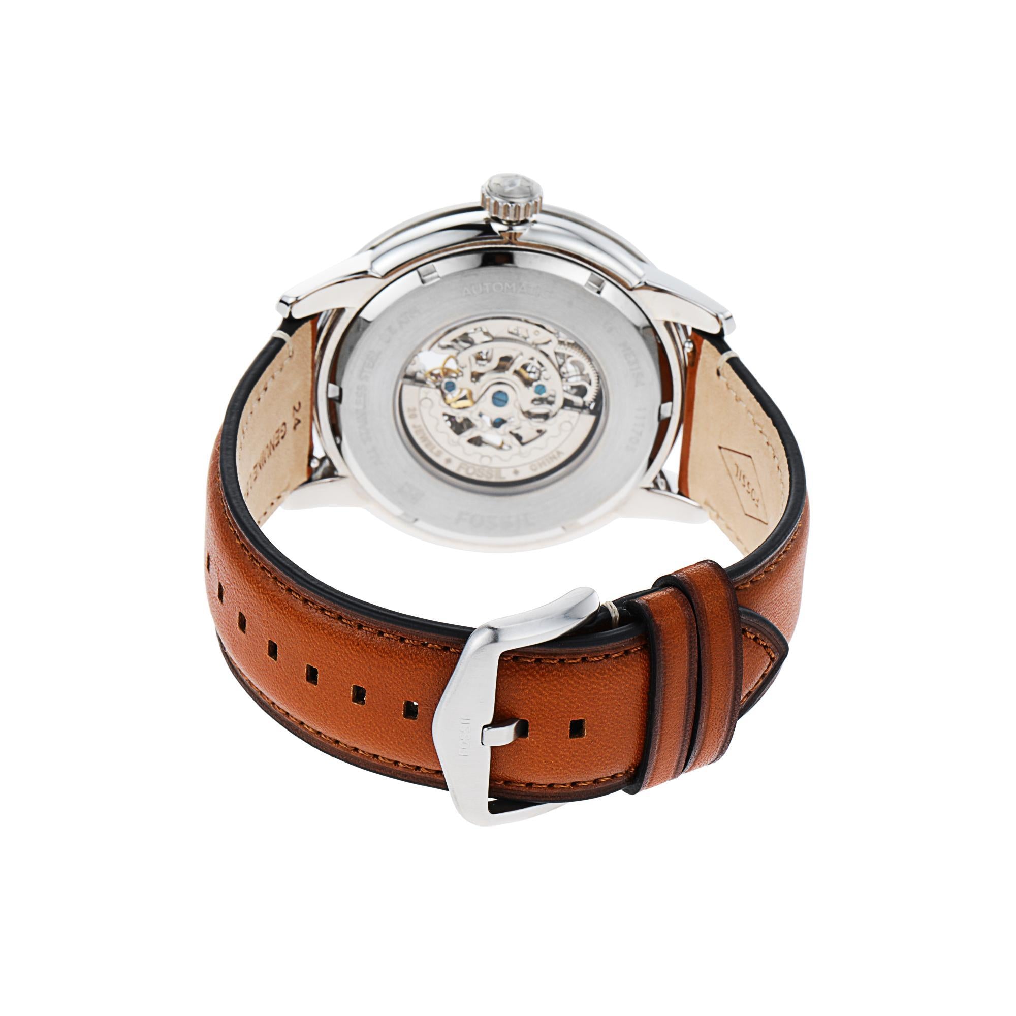 Fossil Townsman Automatic Light Brown Leather Blue Dial Men's Watch ME3154