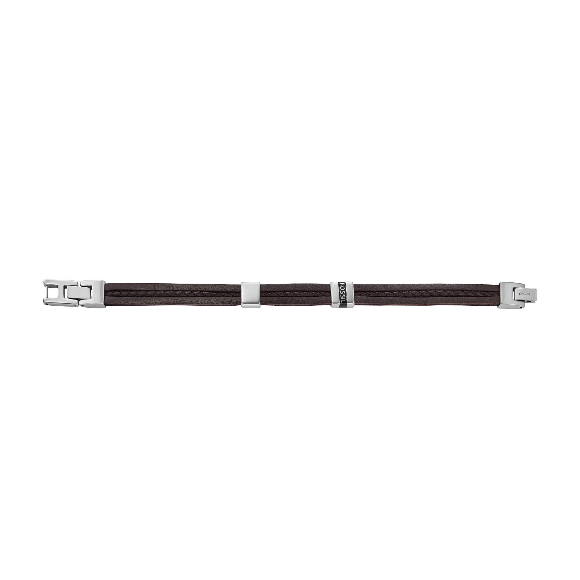 Fossil Leather Essentials Brown Leather Men's Bracelet JF04133040