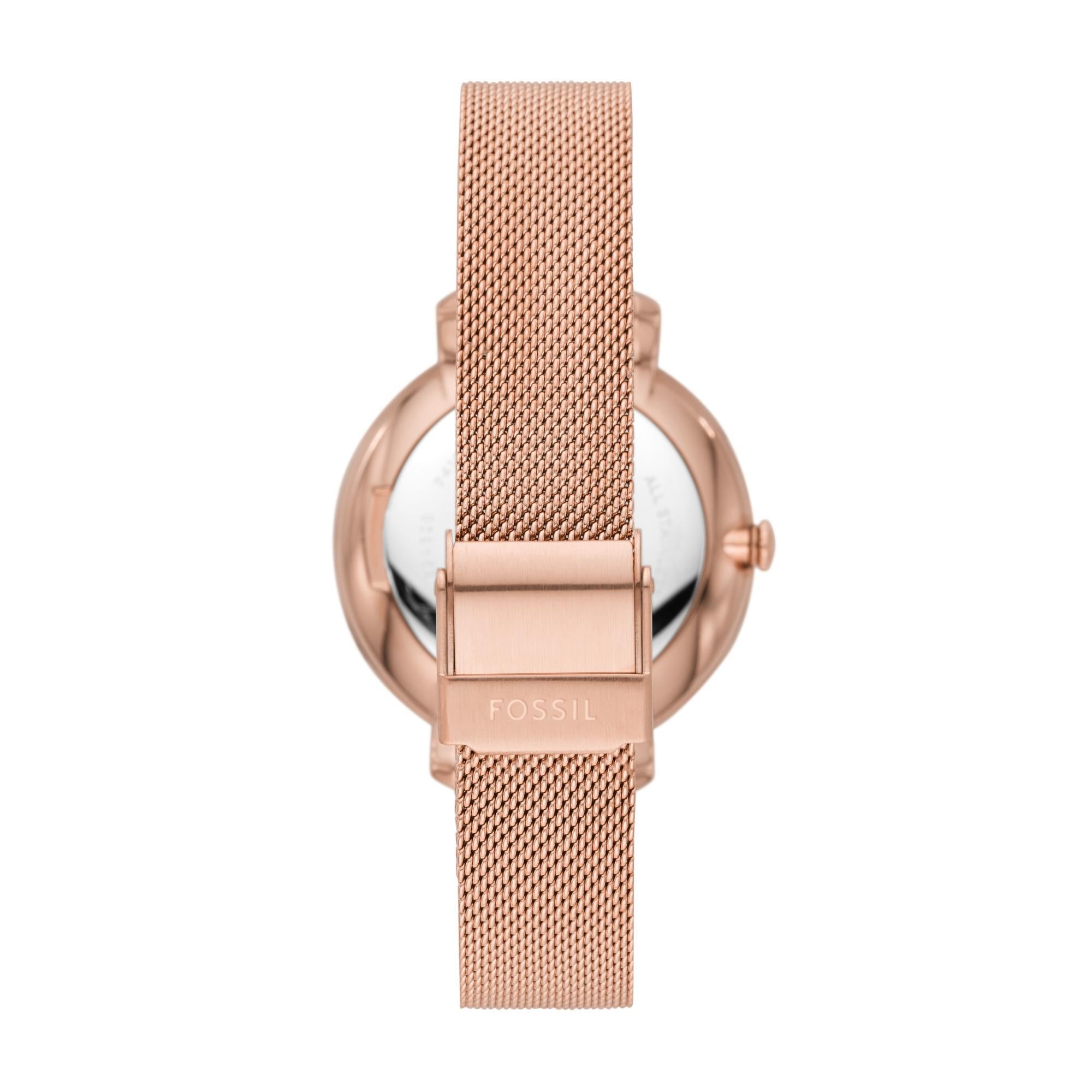 Fossil Jacqueline Date Rose Gold-Tone Stainless Steel Rose Gold Dial Women's Watch ES4628