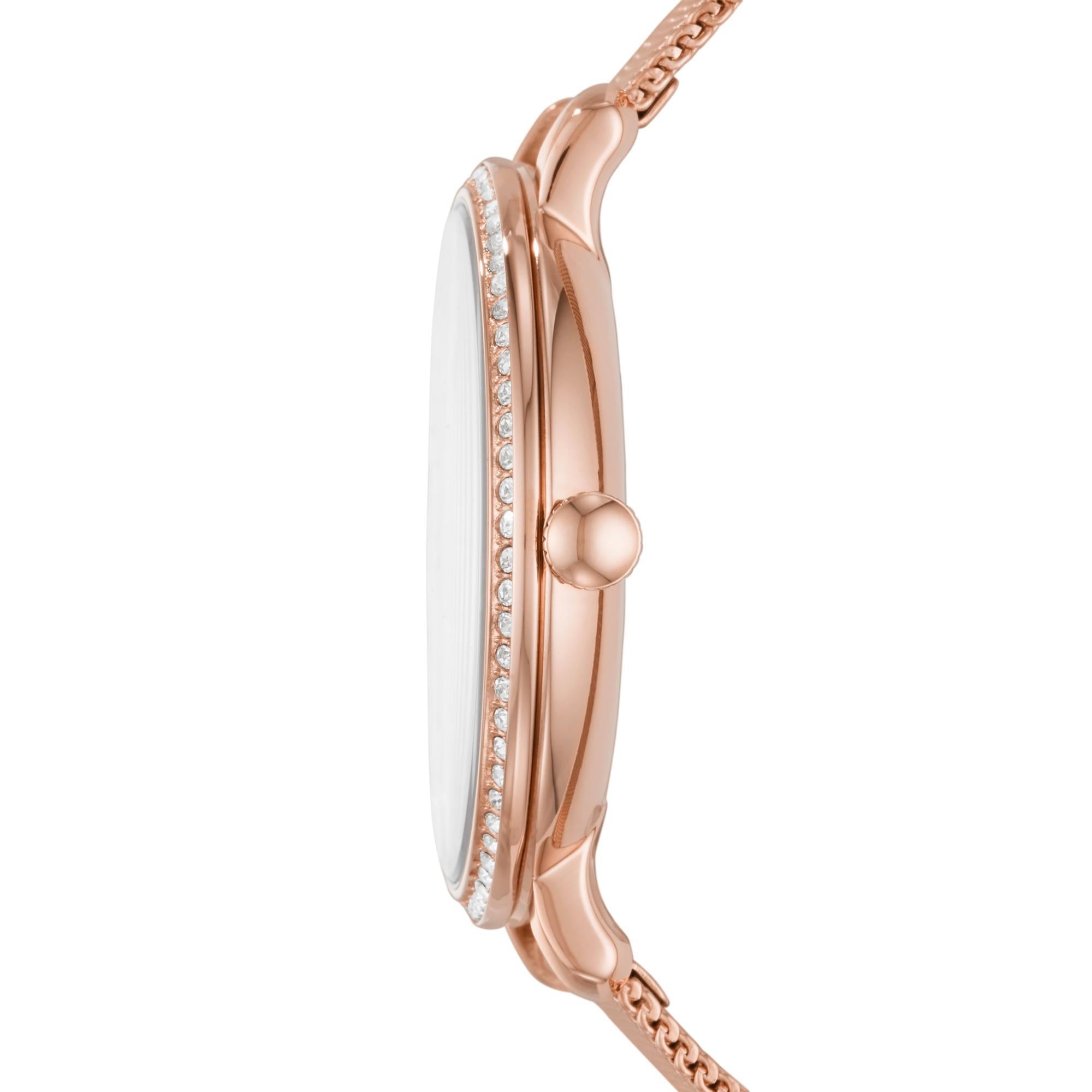 Fossil Jacqueline Date Rose Gold-Tone Stainless Steel Rose Gold Dial Women's Watch ES4628
