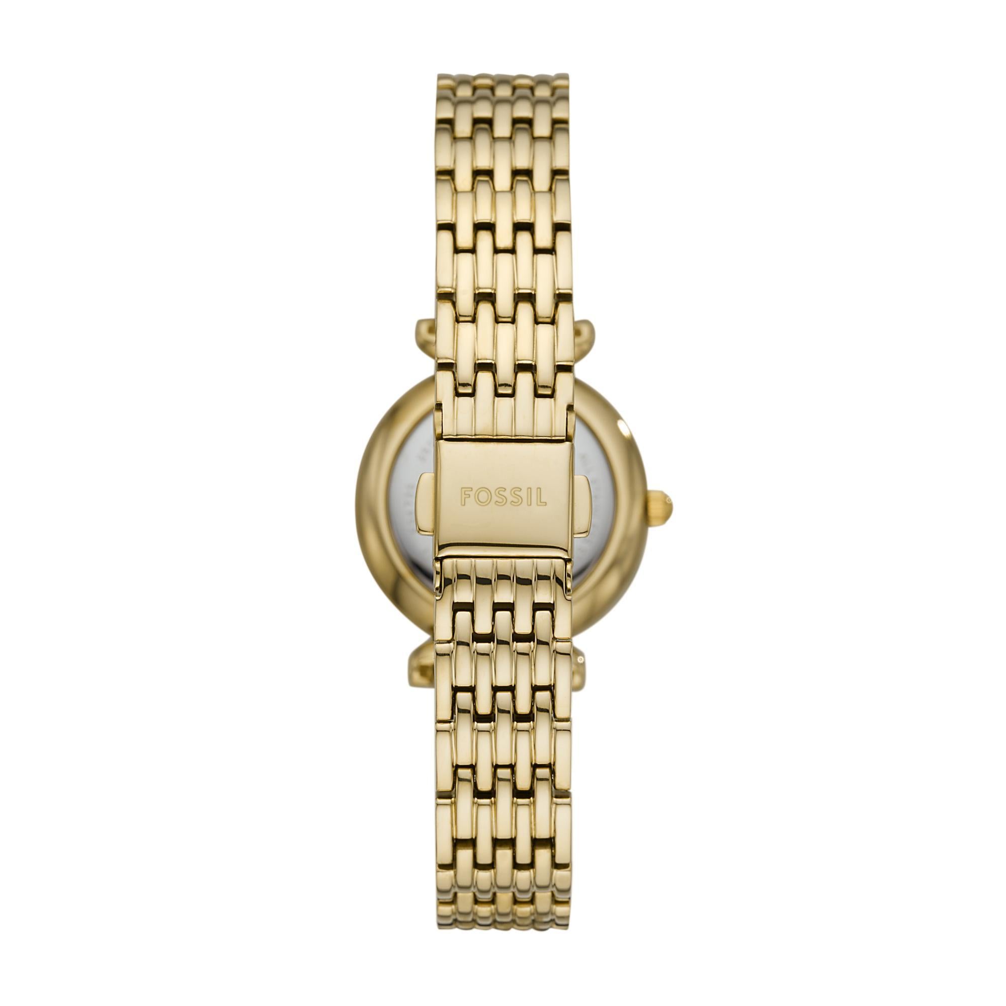 Fossil Carlie Mini Gold-Tone Stainless Steel White Dial Mother of Pearl Women's Watch ES4735