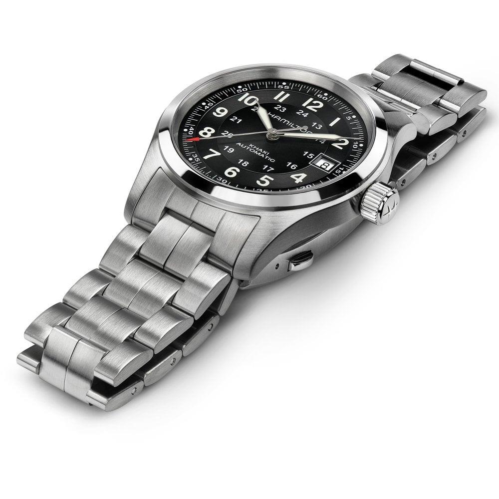 Hamilton Khaki Field Automatic Black Dial Stainless Steel Bracelet Men's Watch H70455133