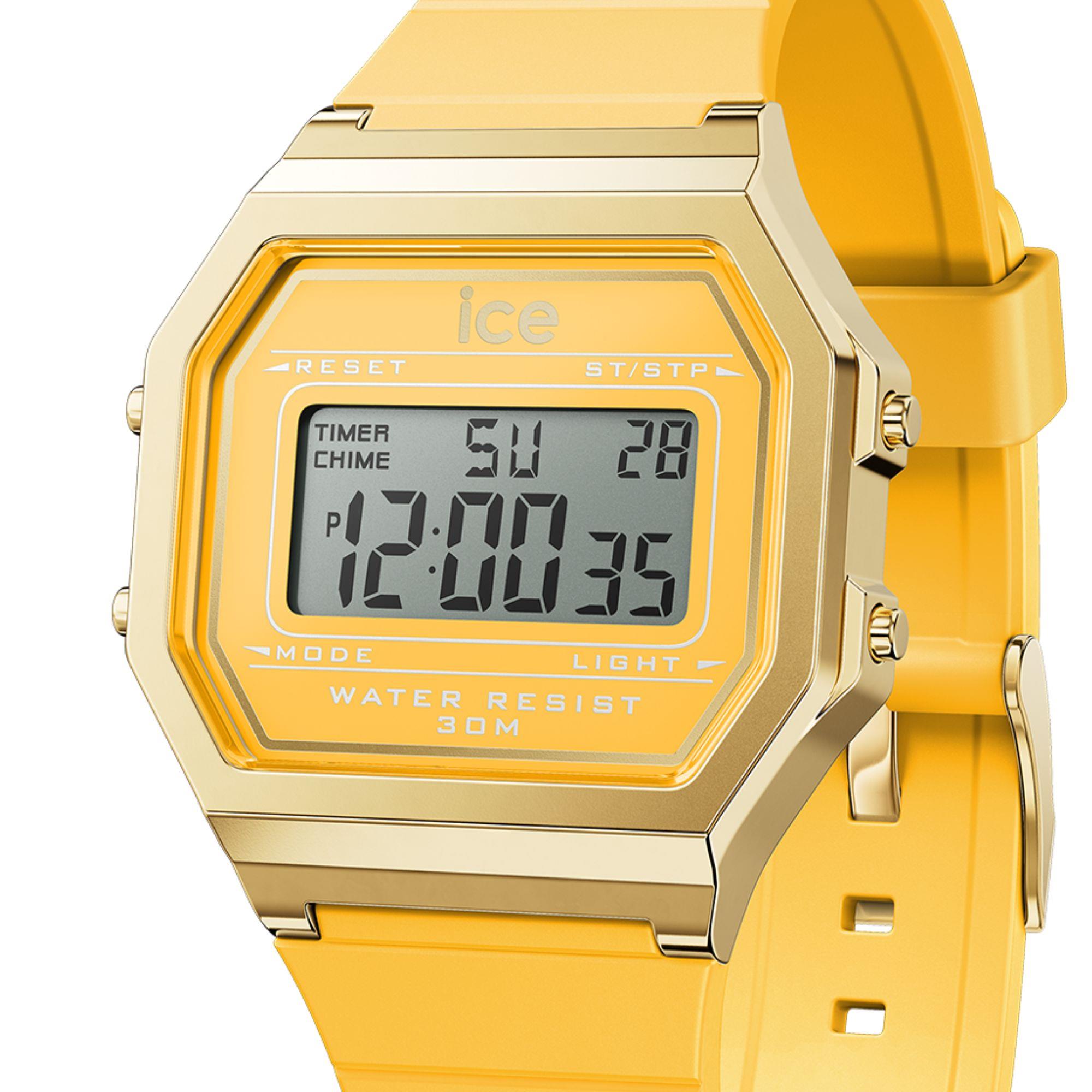 ICE Digit Retro Light Yellow Dial Silicone Strap Ladies Watch 022053