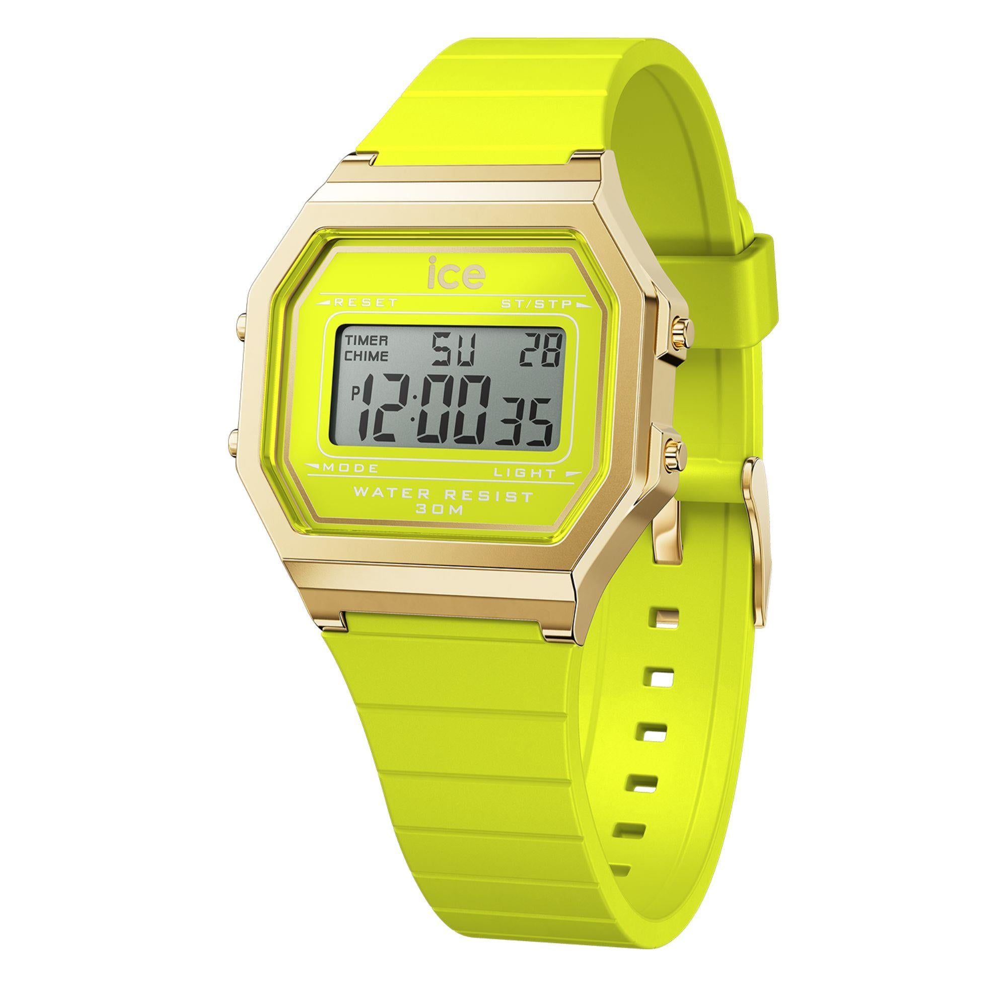 ICE Watch ICE Digit Retro Yellow Dial Silicone Strap Watch 022054