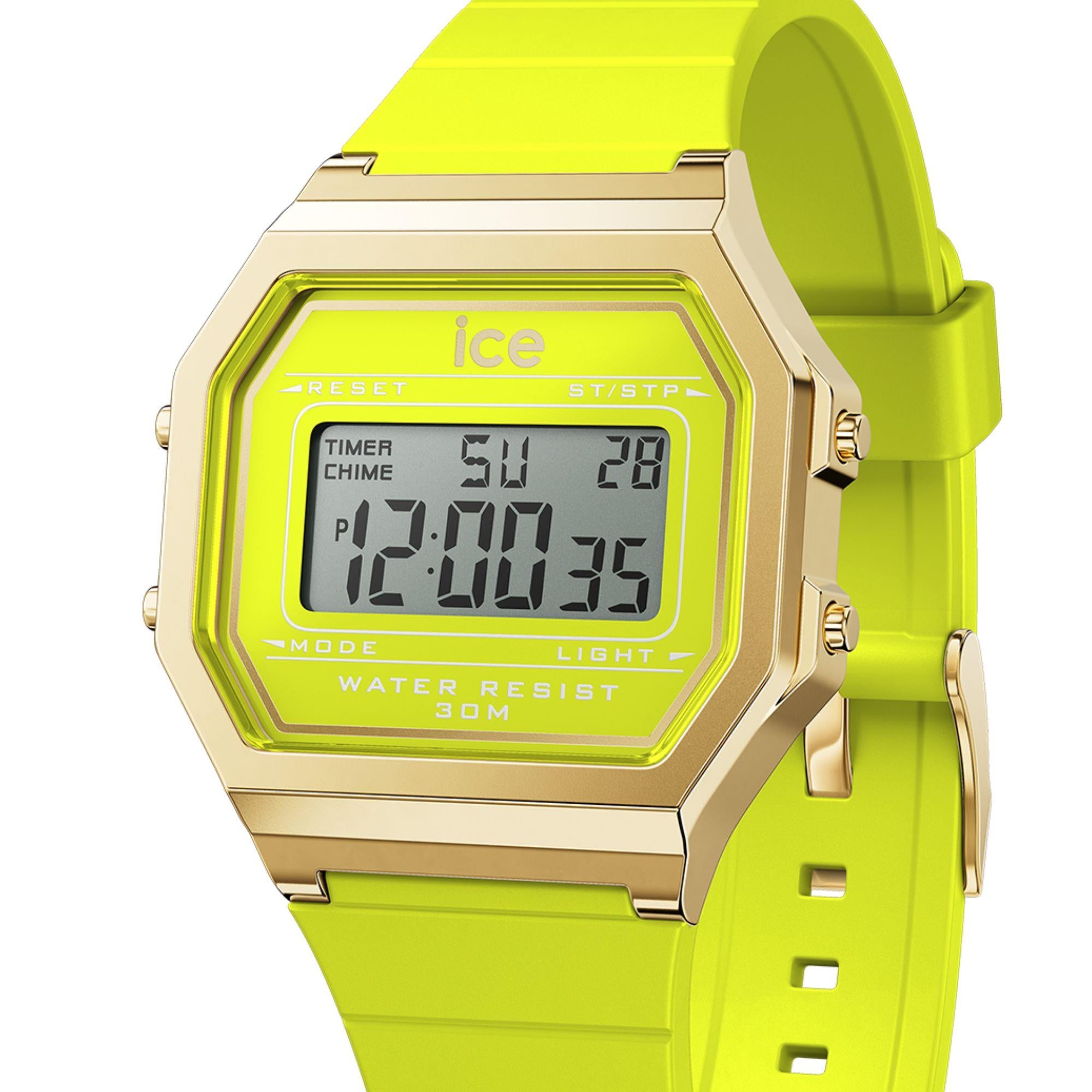 ICE Watch ICE Digit Retro Yellow Dial Silicone Strap Watch 022054