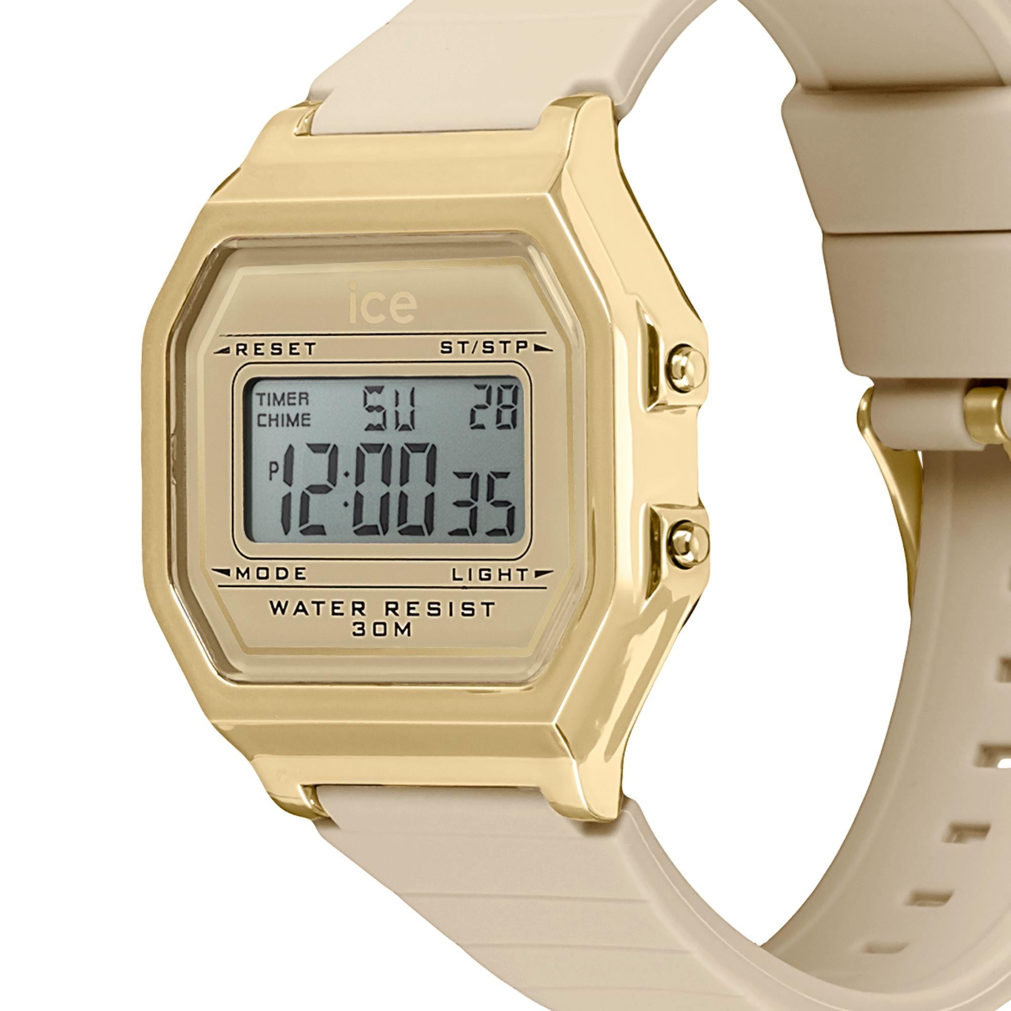 ICE Watch ICE Digit Retro Almond Skin Dial Silicone Strap Watch 022062