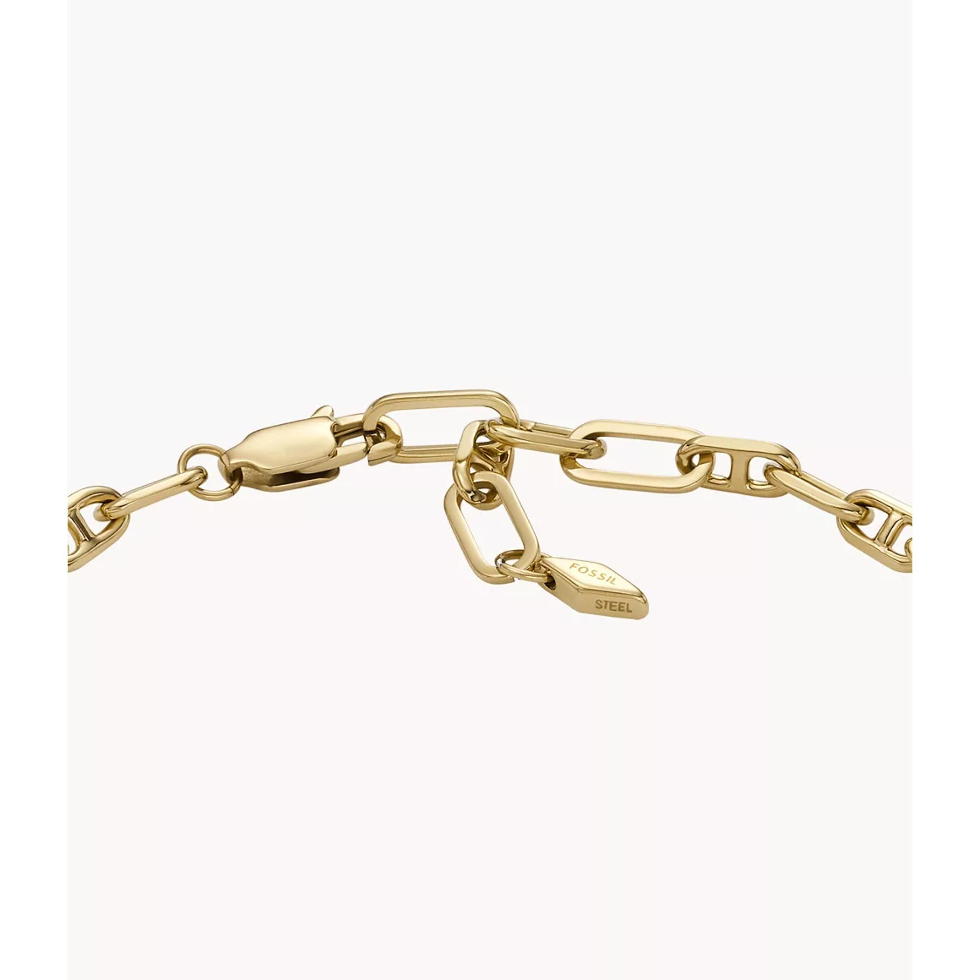 Fossil Heritage Crest Mother-of-Pearl Gold-Tone Brass Chain Women’s Bracelet JA7210710