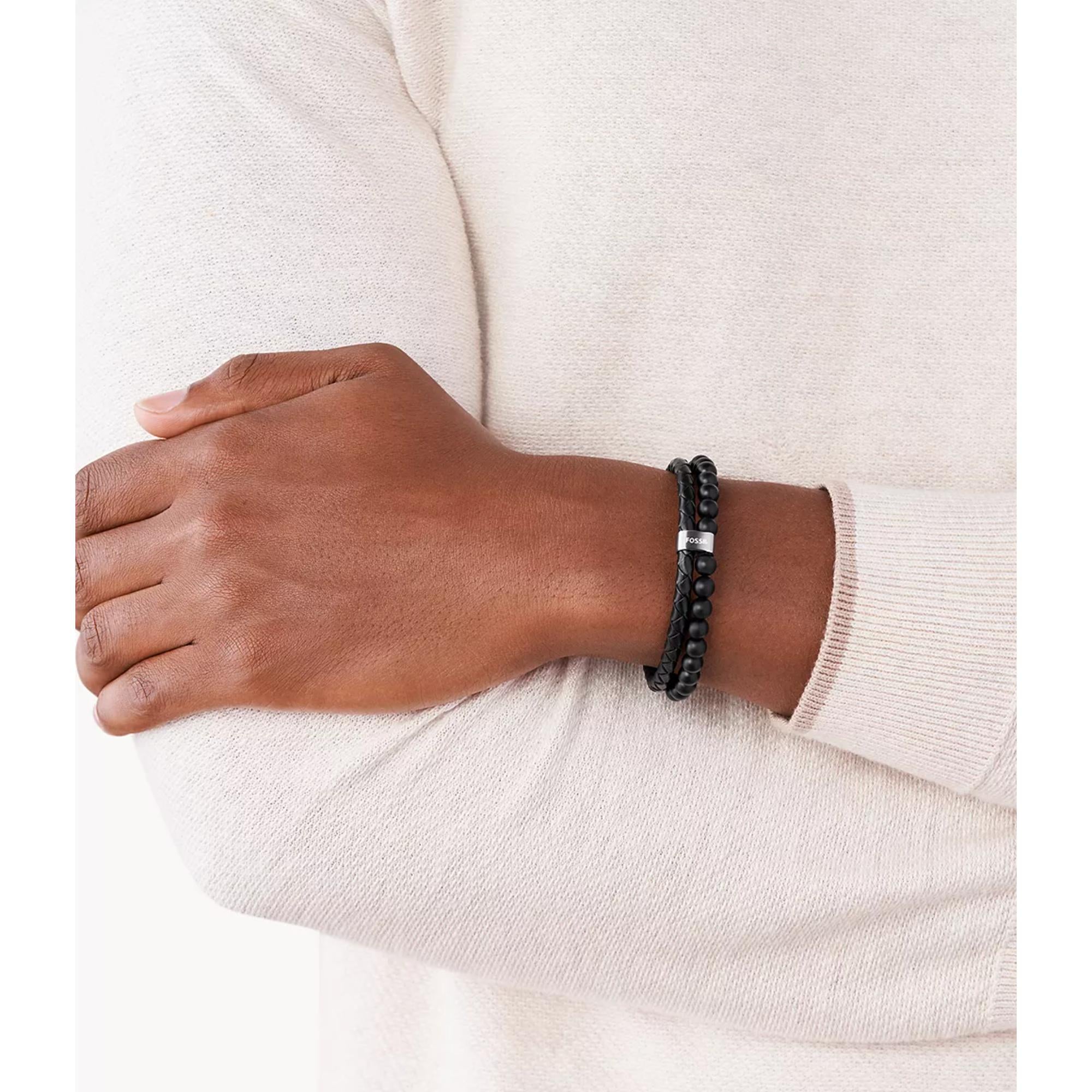 Fossil Vintage Casual Multi-Strand Leather Men’s Bracelet JF02763040