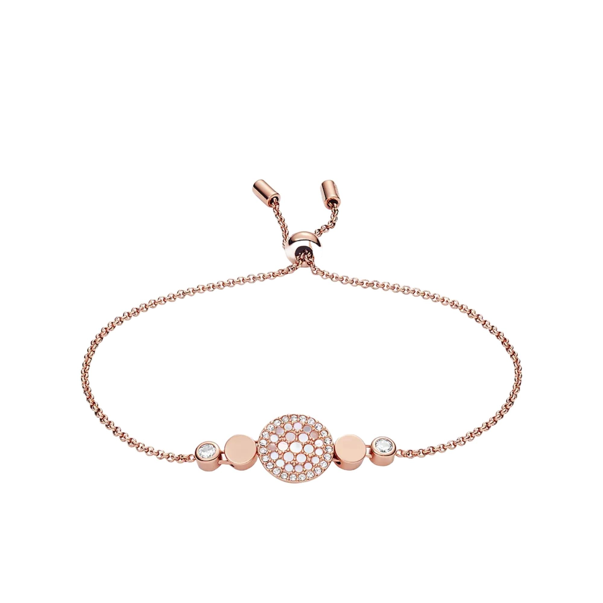 Fossil Mother-of-Pearl Disc Gold-Tone Stainless Steel Women’s Bracelet JF02905791