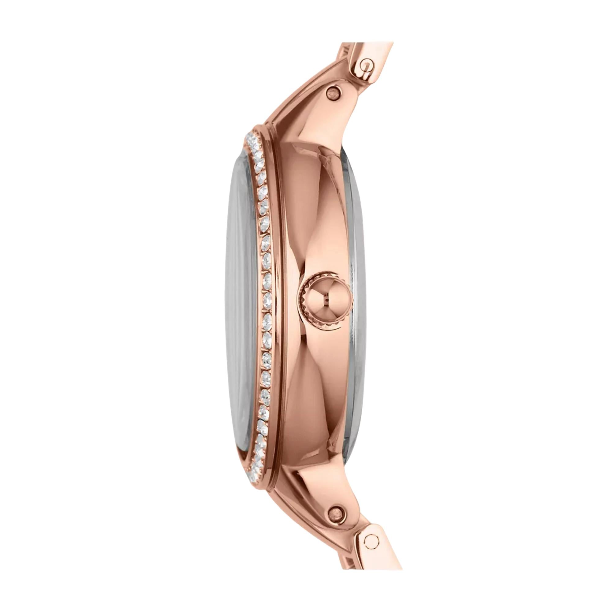 Fossil Virginia Rose-Tone Stainless Steel Strap Silver Dial Women’s Watch ES3284