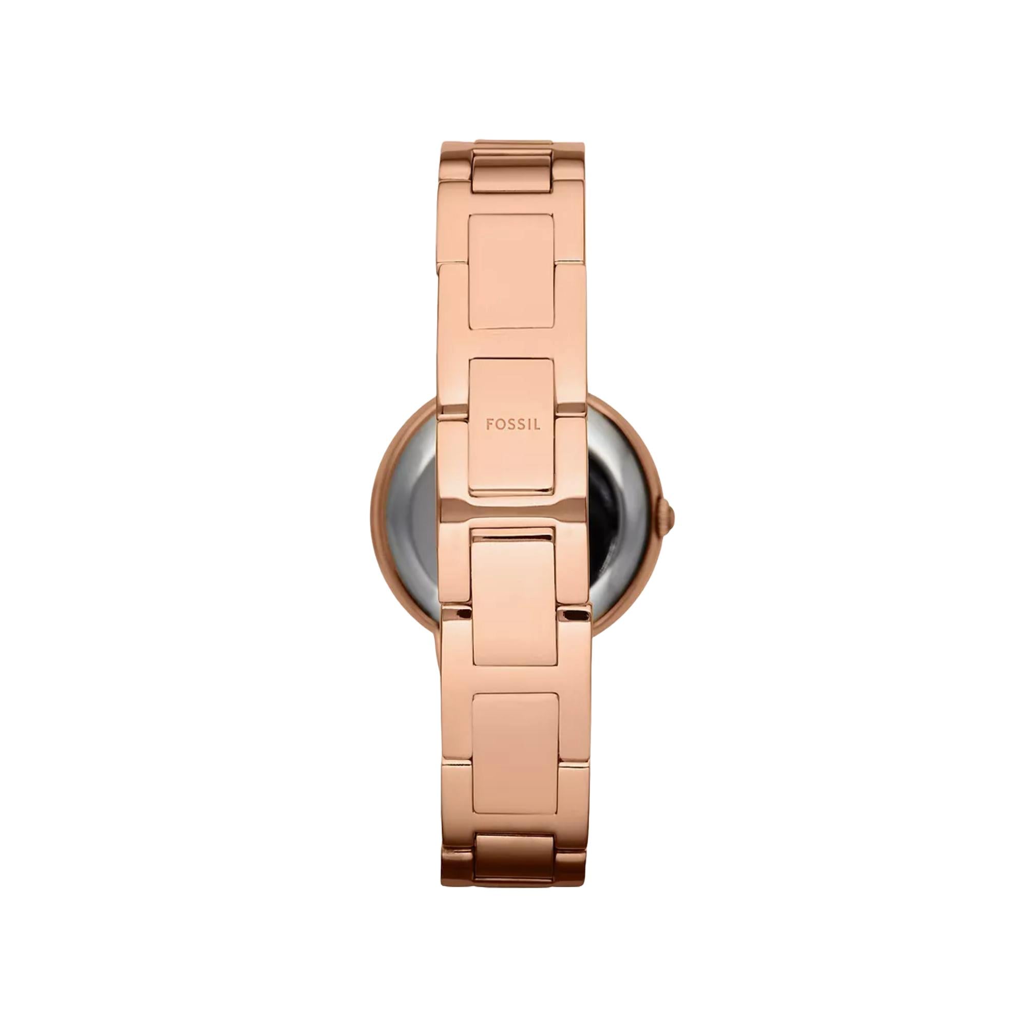 Fossil Virginia Rose-Tone Stainless Steel Strap Silver Dial Women’s Watch ES3284