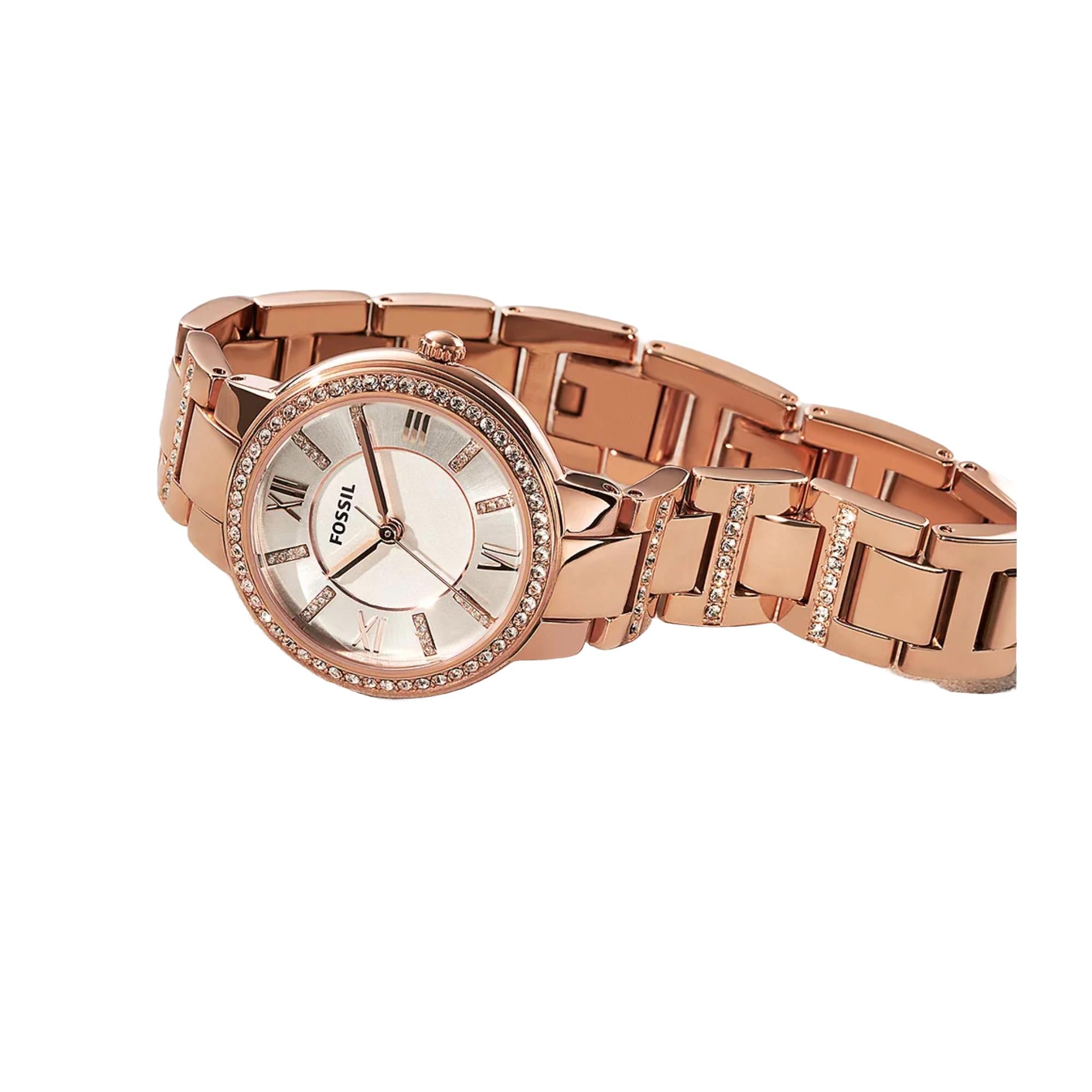 Fossil Virginia Rose-Tone Stainless Steel Strap Silver Dial Women’s Watch ES3284