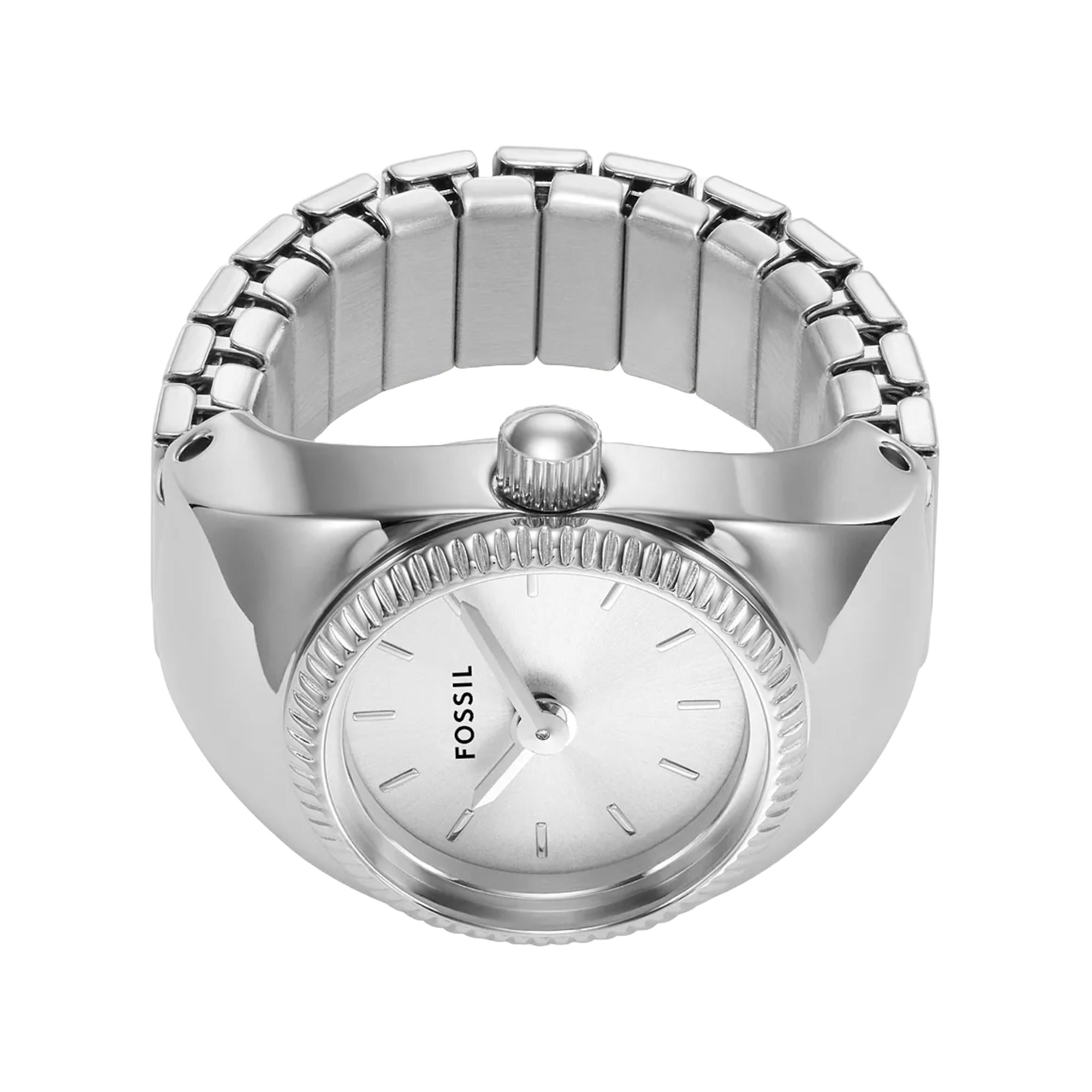 Fossil Watch Ring Two-Hand Stainless Steel White Dial Women’s Watch ES5245