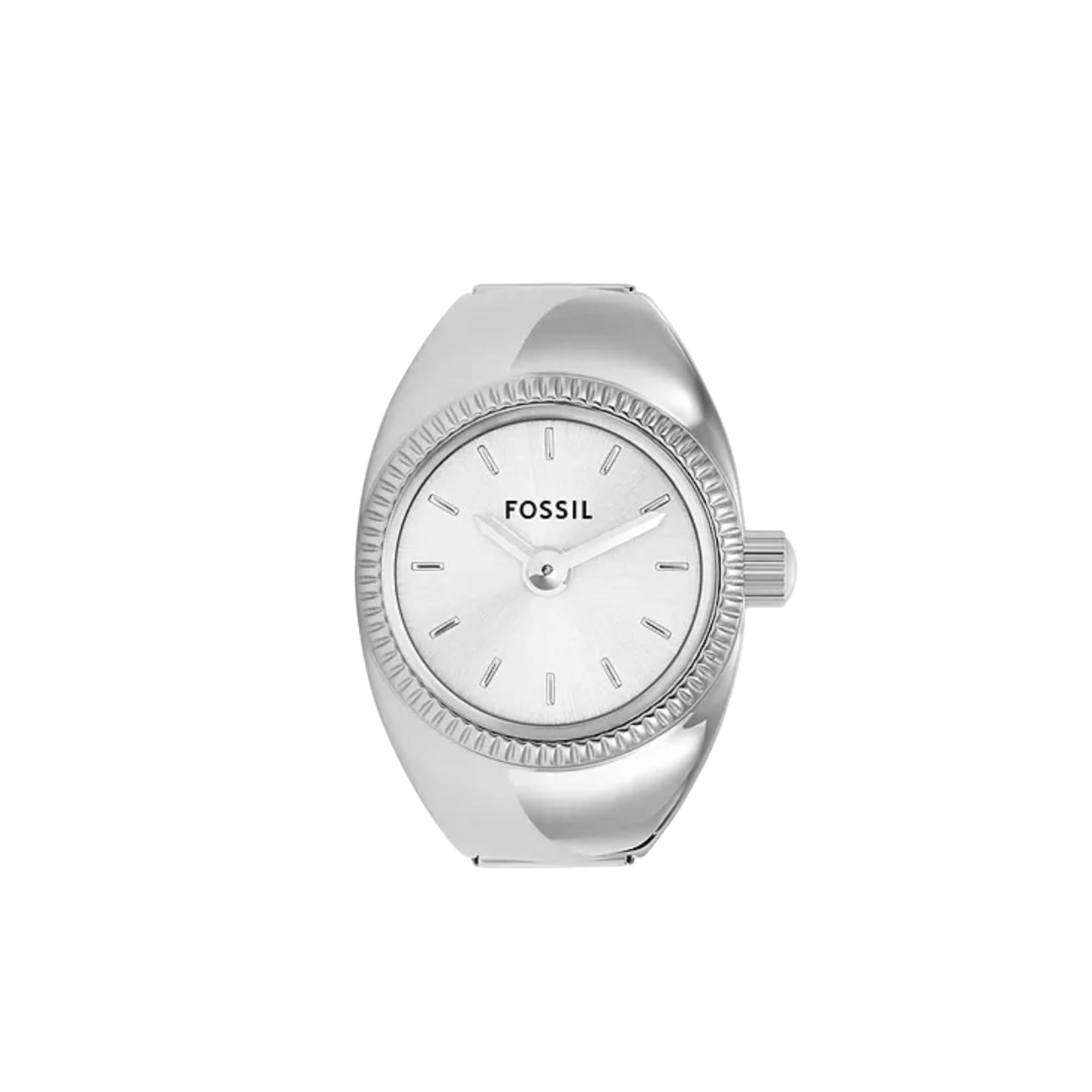 Fossil Watch Ring Two-Hand Stainless Steel White Dial Women’s Watch ES5245