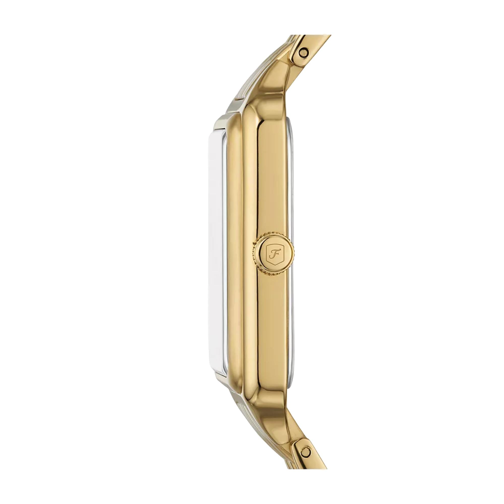 Fossil Raquel Date Gold-Tone Stainless Steel White Mother of Pearl Dial Women’s Watch ES5304