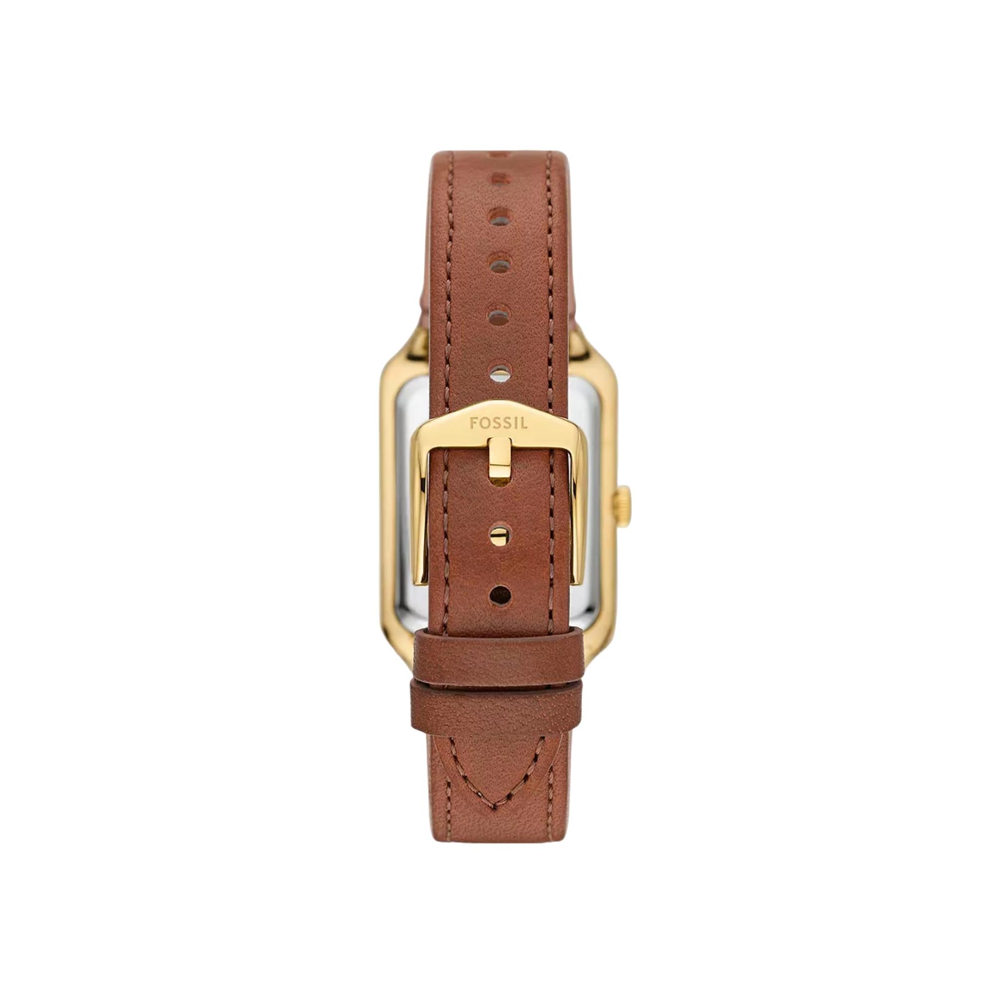 Fossil Raquel Date Medium Brown Leather White Mother of Pearl Dial Women’s Watch ES5307