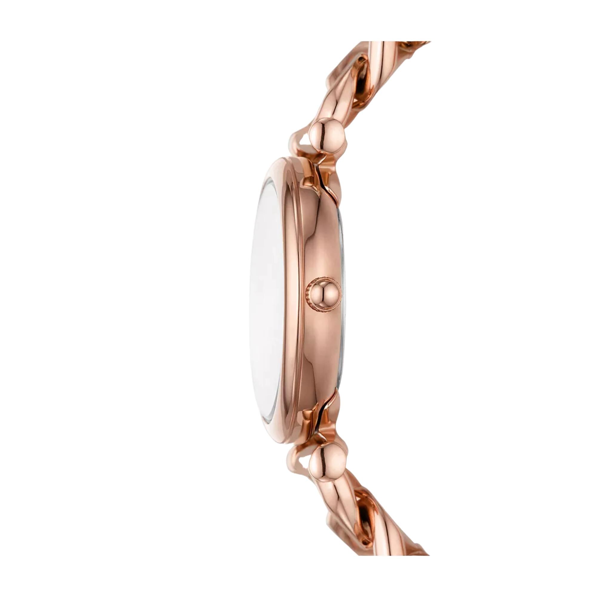 Carlie Three-Hand Rose Gold-Tone Stainless Steel Silver Dial Women’s Watch ES5330