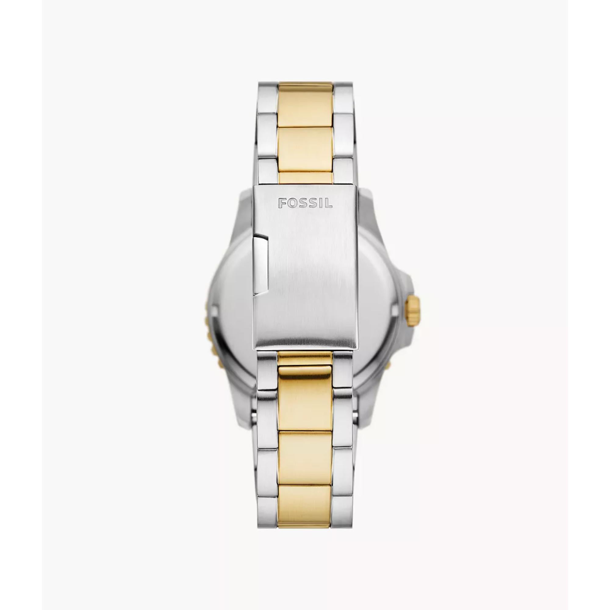 Fossil Blue Dive Date Two-Tone Stainless Steel Black Dial Men’s Watch FS6031